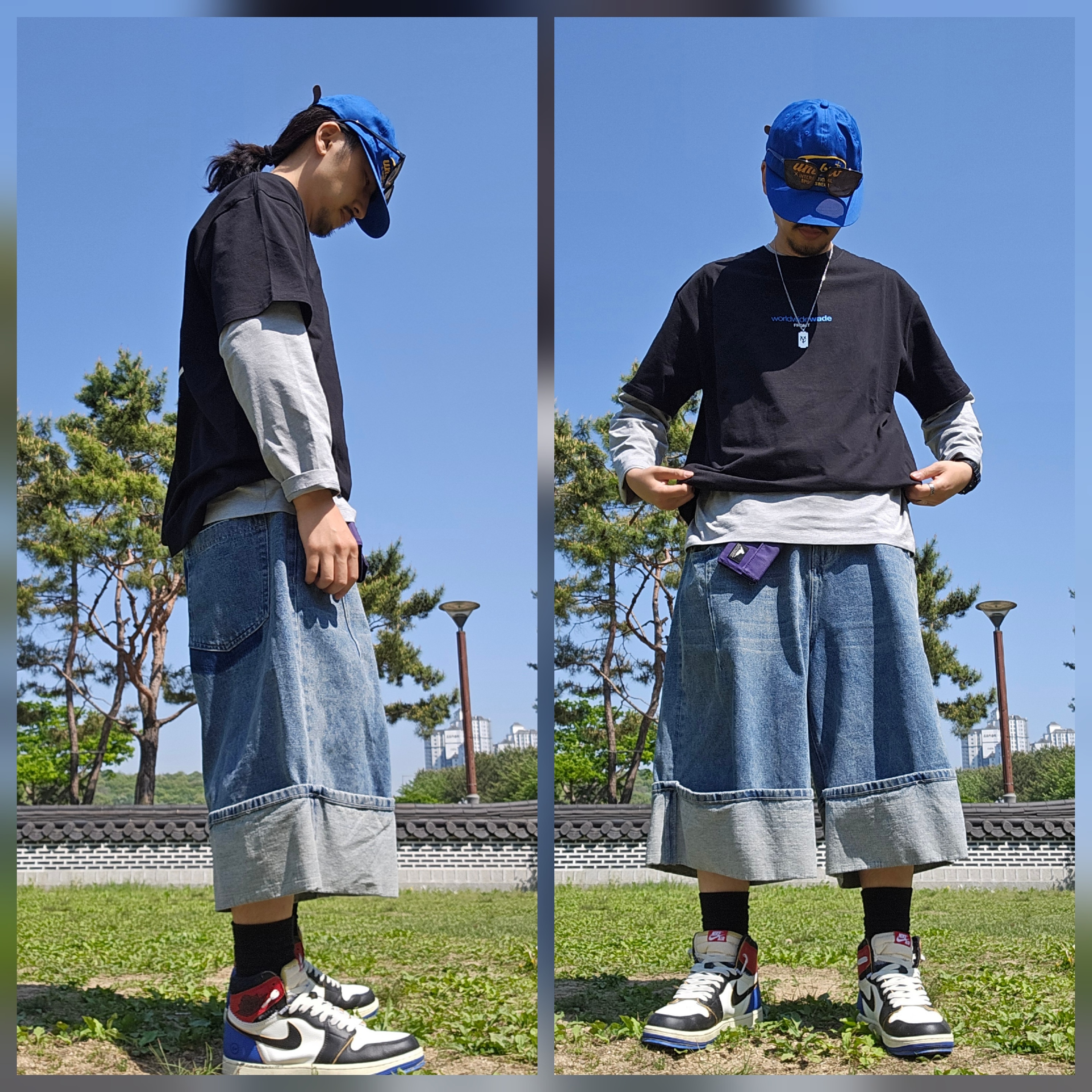 WADE x FRGMT T-shirt Black, Jordan 1 x Fragment x Union LA Black and Varsity Red 착용 스타일 - 1