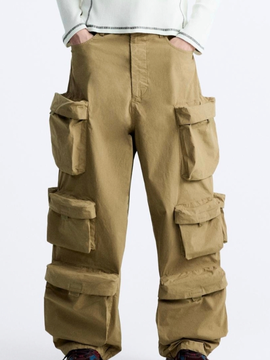 Zara Utility Pocket Pants Sand, Nike x Off-White Terra Forma Wheat and Green Strike 착용 스타일 - 2
