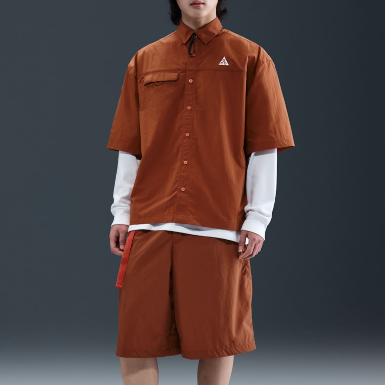 Nike ACG Orb Weaver UV Repel Short Sleeve Shirt Cinnamon Picante Red - Asia 착용 스타일