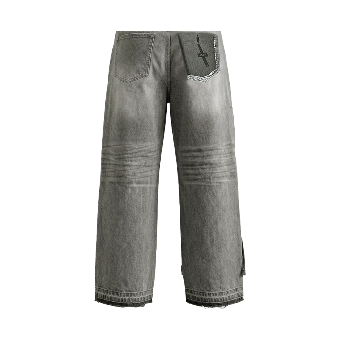 헤비레인 니 디스트로이드 데님 배기 팬츠 더티 그레이(Heavy Rain Knee Destroyed Denim Baggy Pants Dirty Grey) - 4