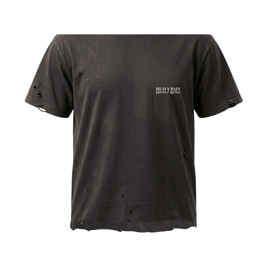 헤비레인 로고 디스트레스드 크롭 티셔츠 블랙(Heavy Rain Logo Distressed Cropped T Shirt Black) - 3