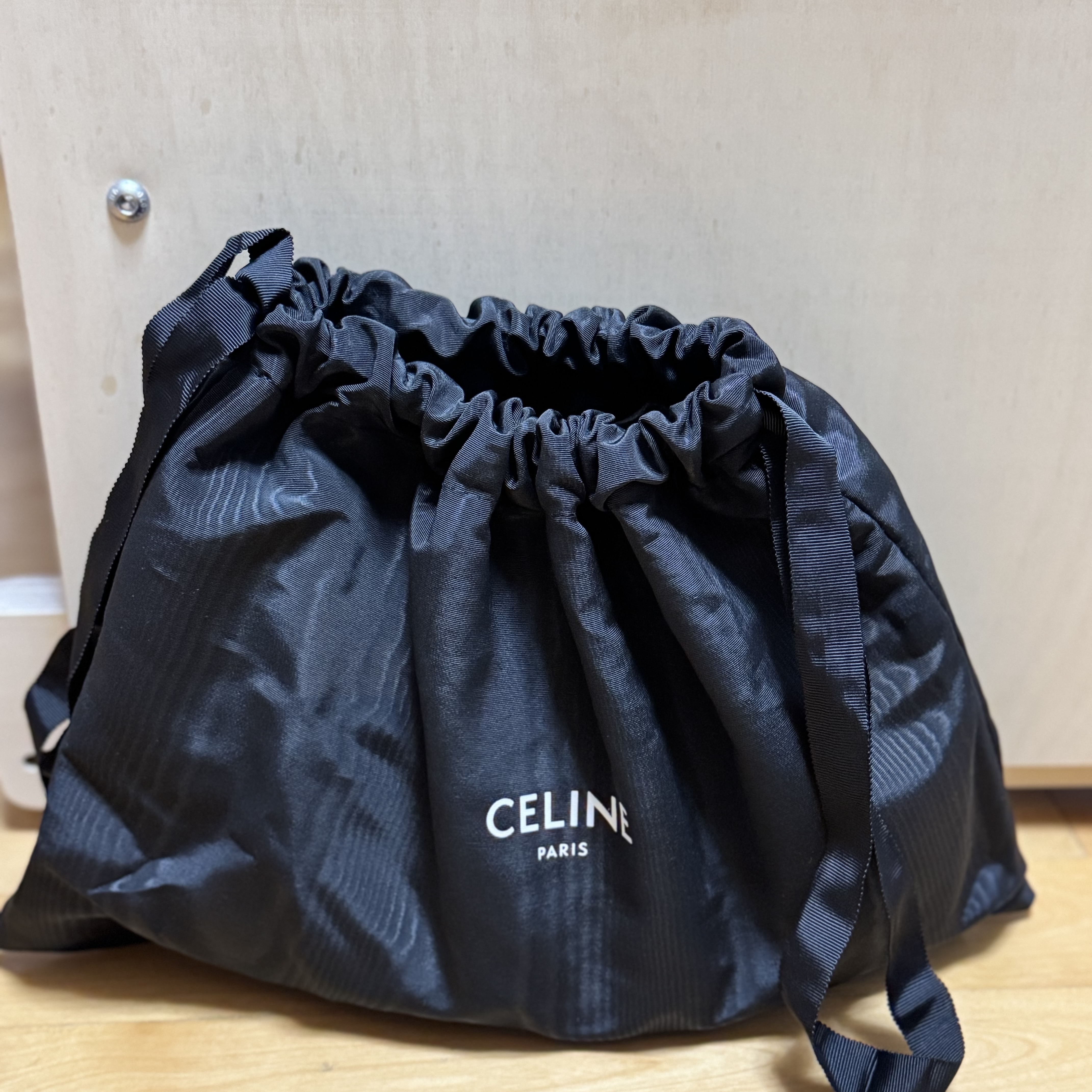 Celine Medium Ava Triomphe Bag in Smooth Calfskin Black 착용 스타일 - 2