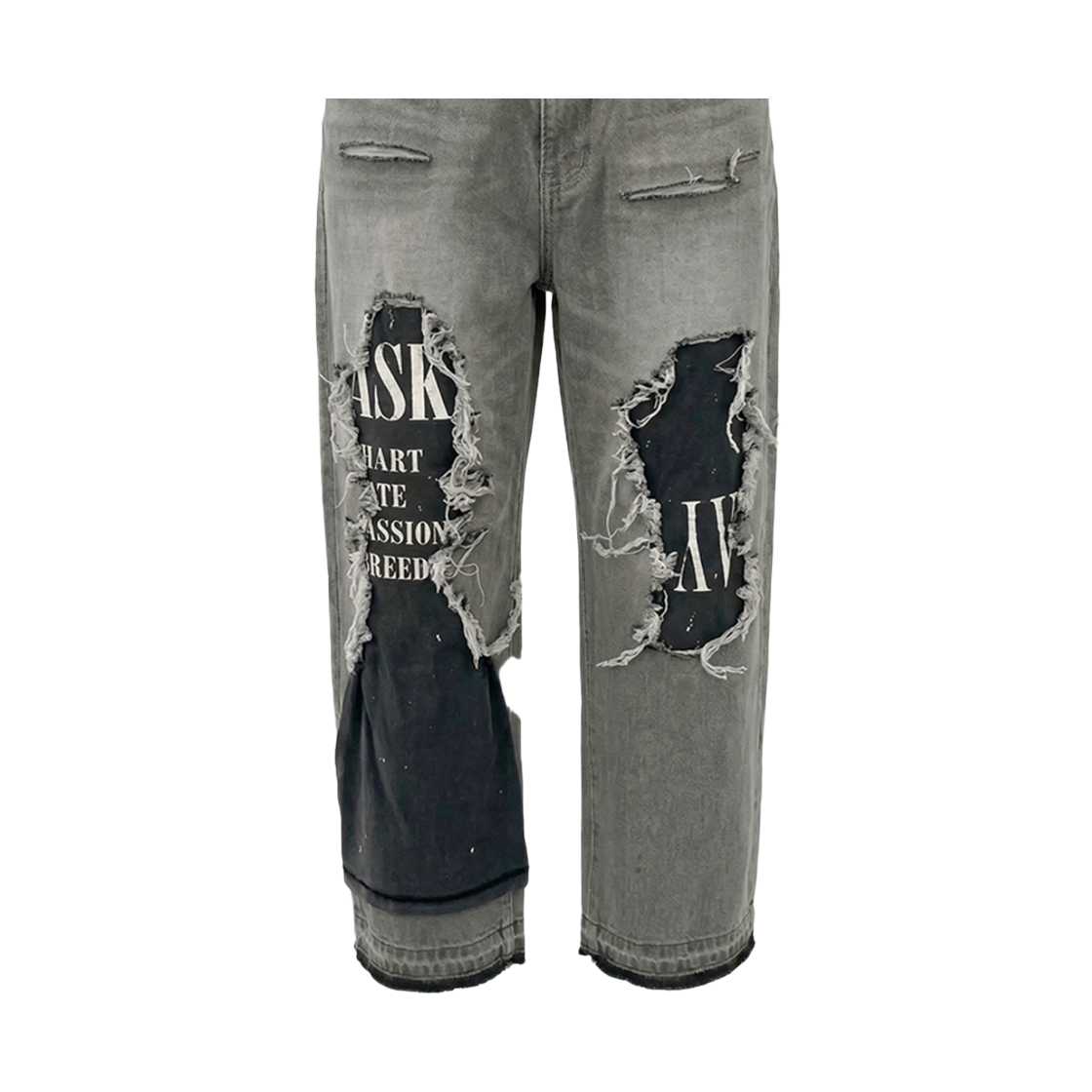 헤비레인 니 디스트로이드 데님 배기 팬츠 더티 그레이(Heavy Rain Knee Destroyed Denim Baggy Pants Dirty Grey) - 3