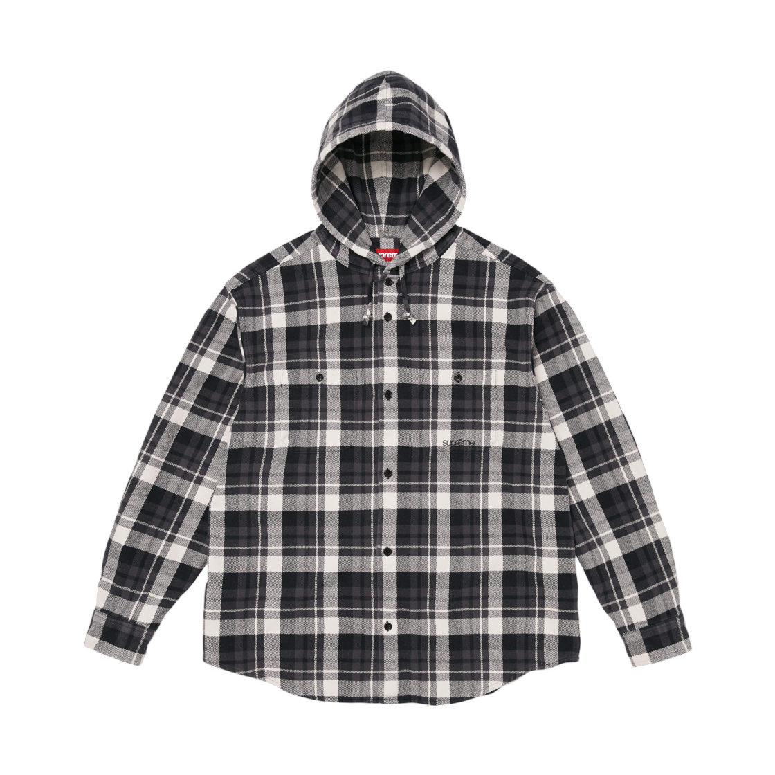 슈프림 후드 플란넬 셔츠 블랙 - 26SS(Supreme Hooded Flannel Shirt Black - 26SS) - 1