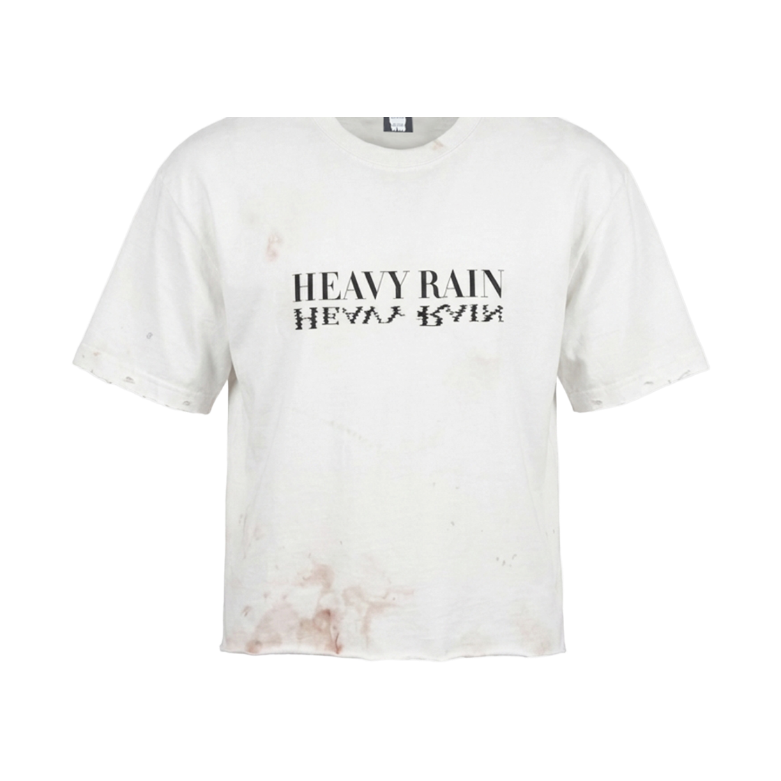 헤비레인 로고 디스트레스드 크롭 티셔츠 크림(Heavy Rain Logo Distressed Cropped T-Shirt Cream) - 2