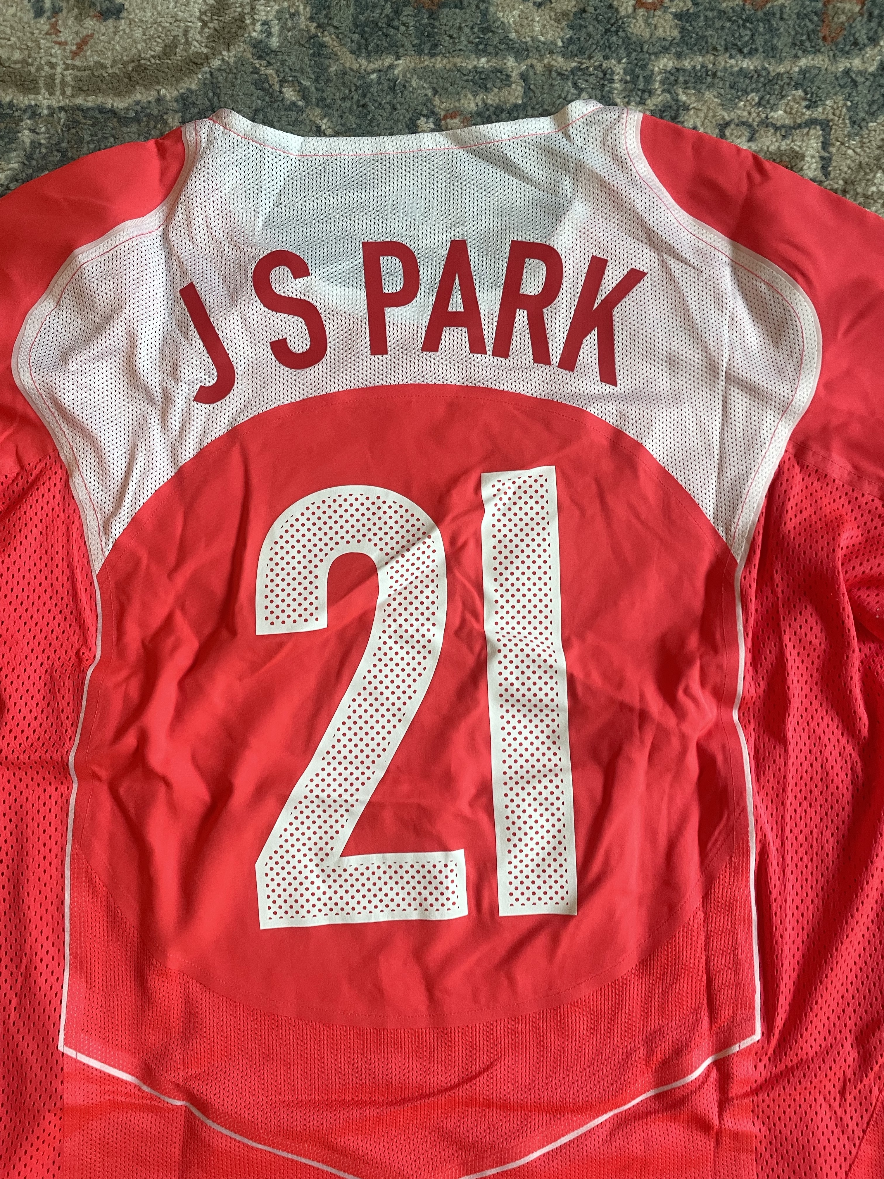 Nike Park Ji-Sung South Korea 2004 Total 90 Reissue Soccer Replica Jersey (Marking Ver.) 착용 스타일 - 4