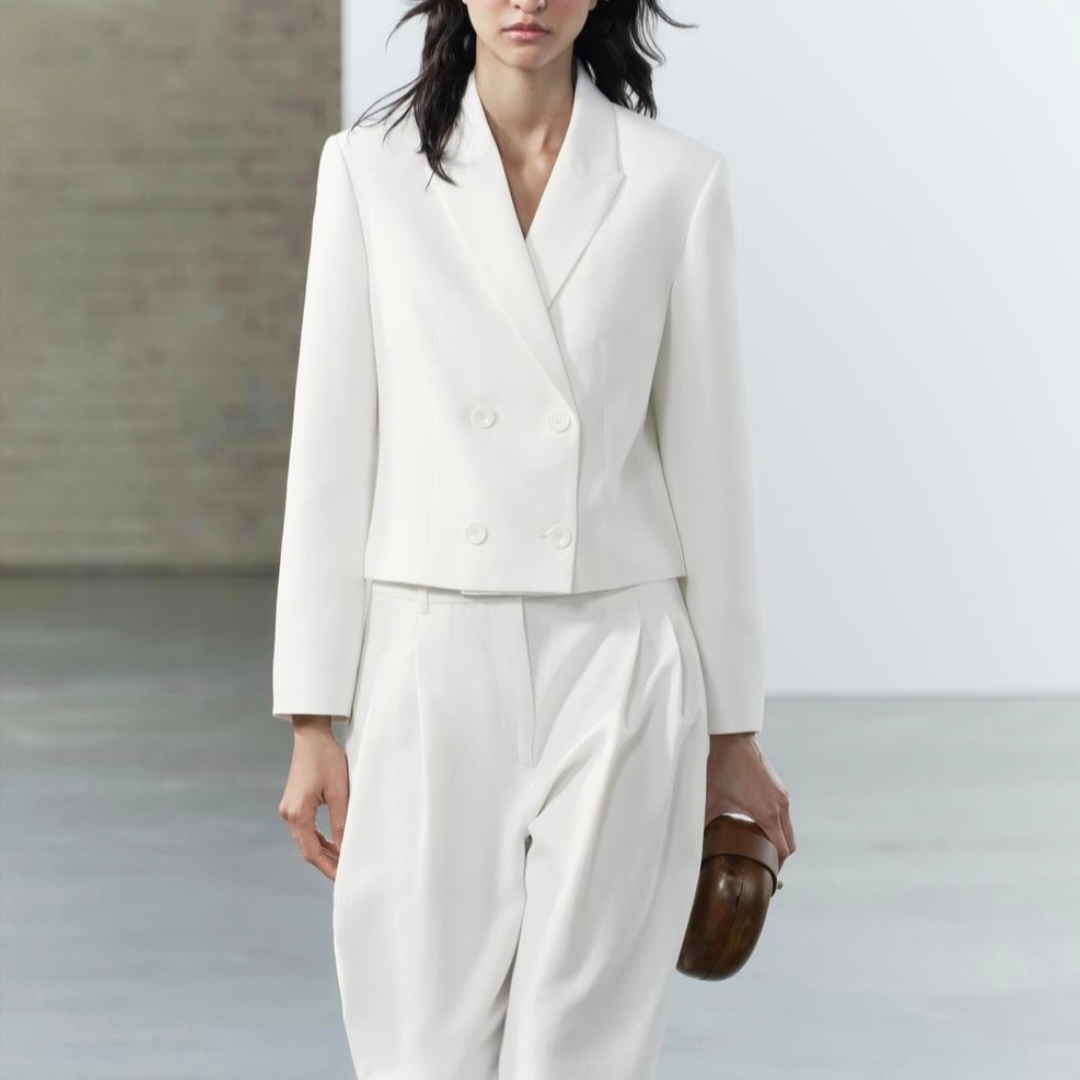 Zara Wood Box Bag Brown, (W) Zara Crop Peter Pan Collar Shirt White 착용 스타일