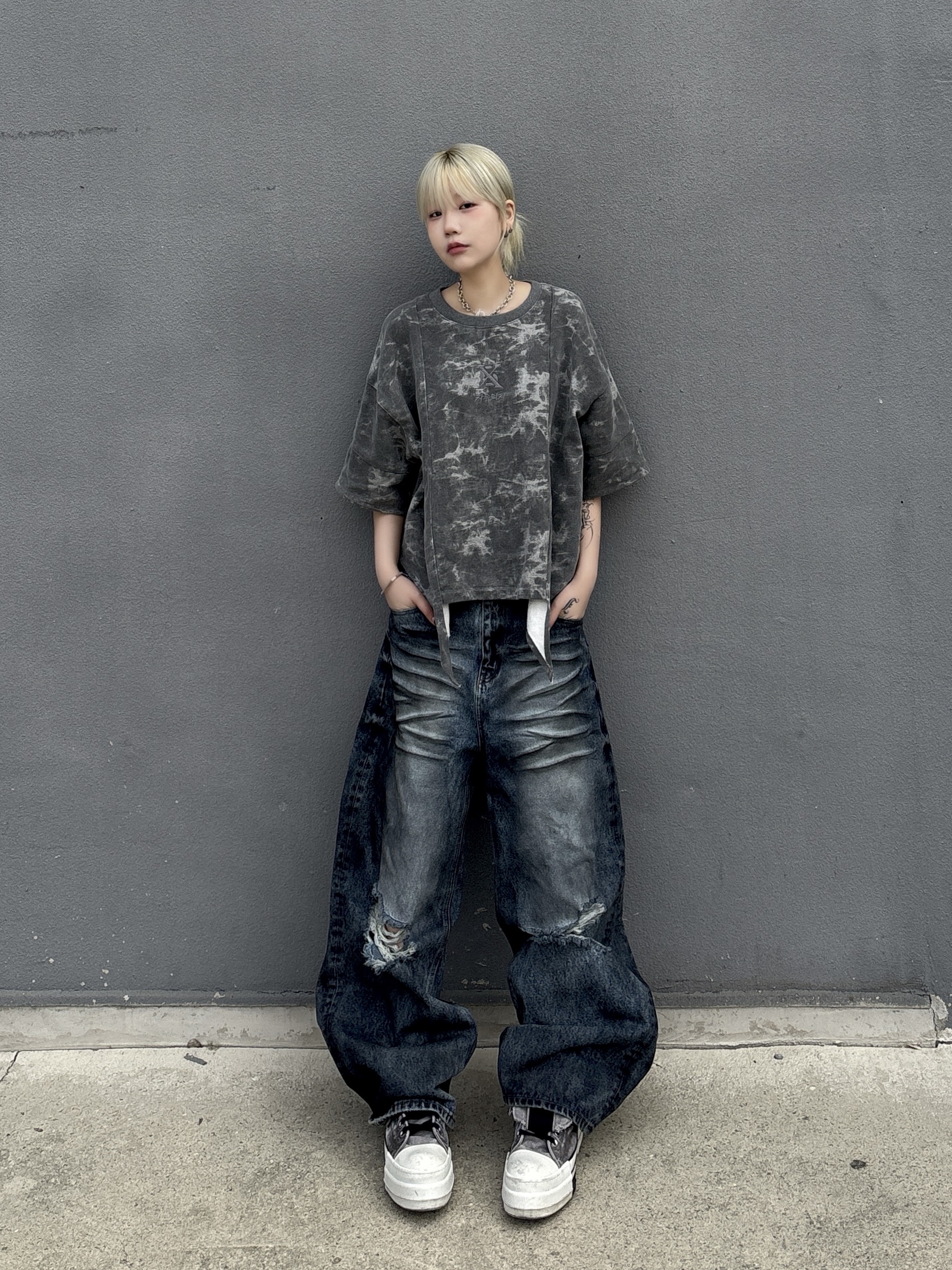 Converse x Drkshdw DBL Drkstar Overdye Chuck 70 Hi Concrete 착용 스타일 - 2