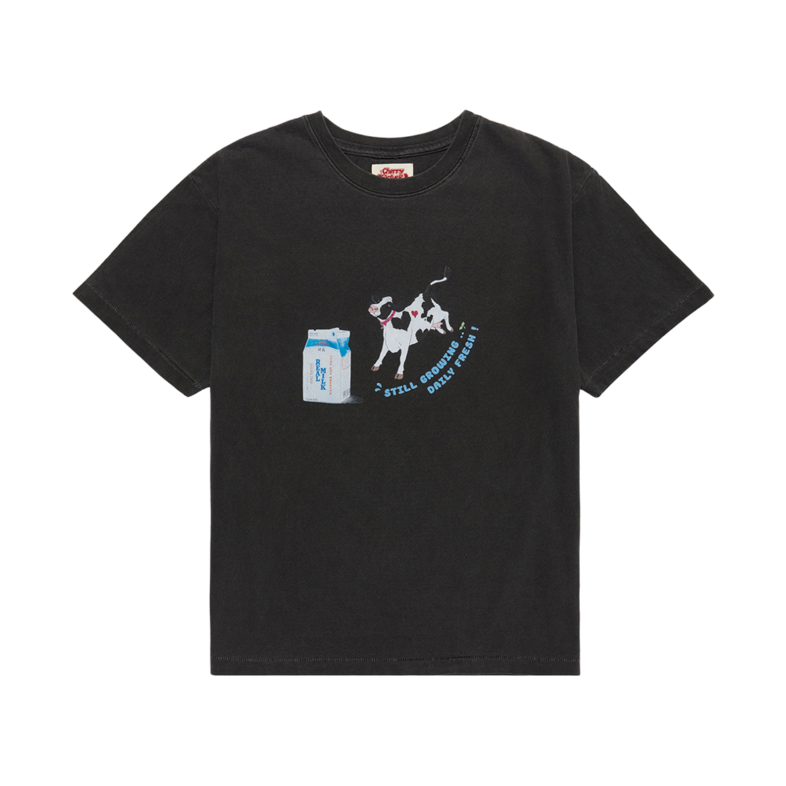 체리드라이버 밀크 무드 카우 피그먼트 티셔츠(Cherry Driver Milk Mood Cow Tee)