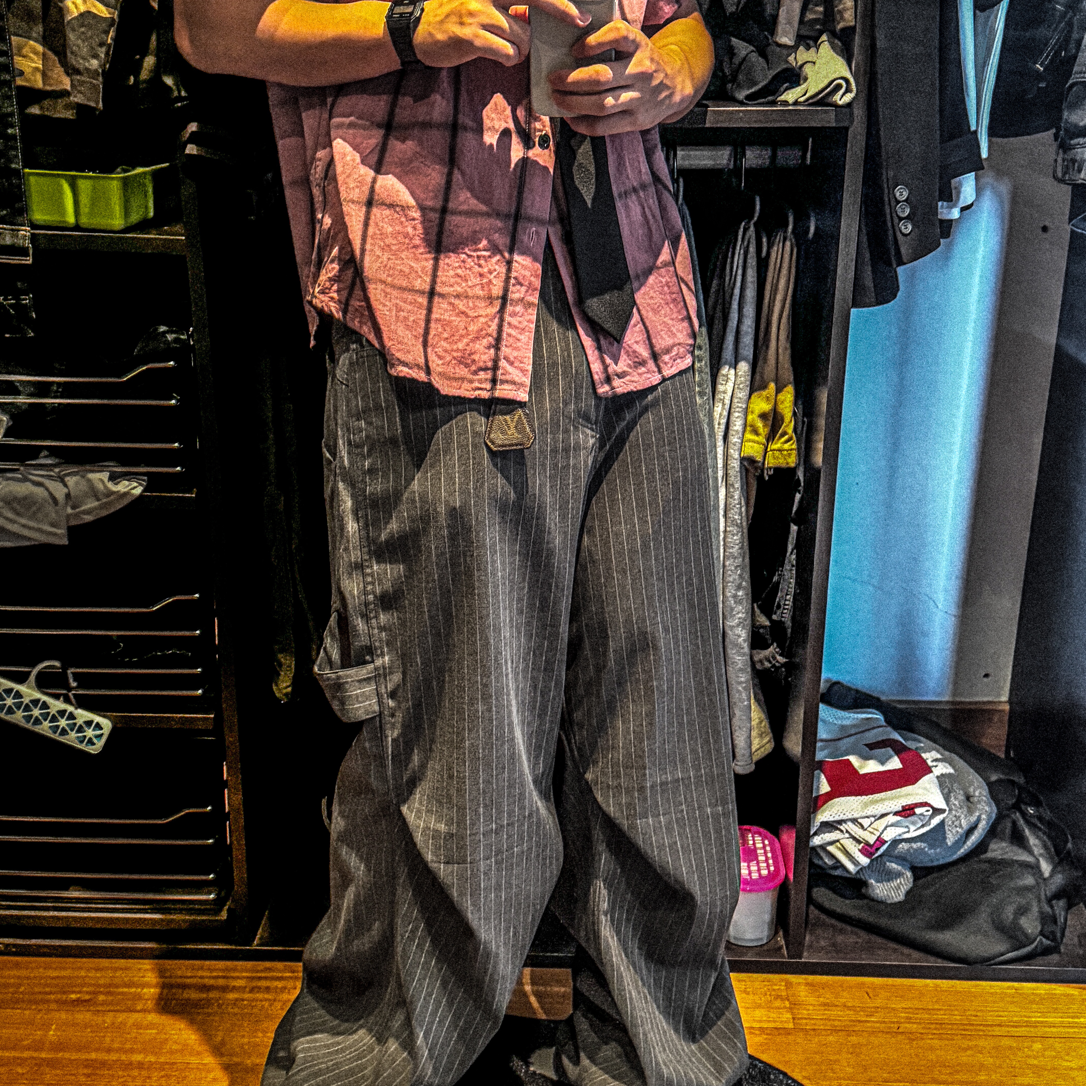 Kamien 247 All Day Baggy Pants Stripe Gray 착용 스타일 - 1