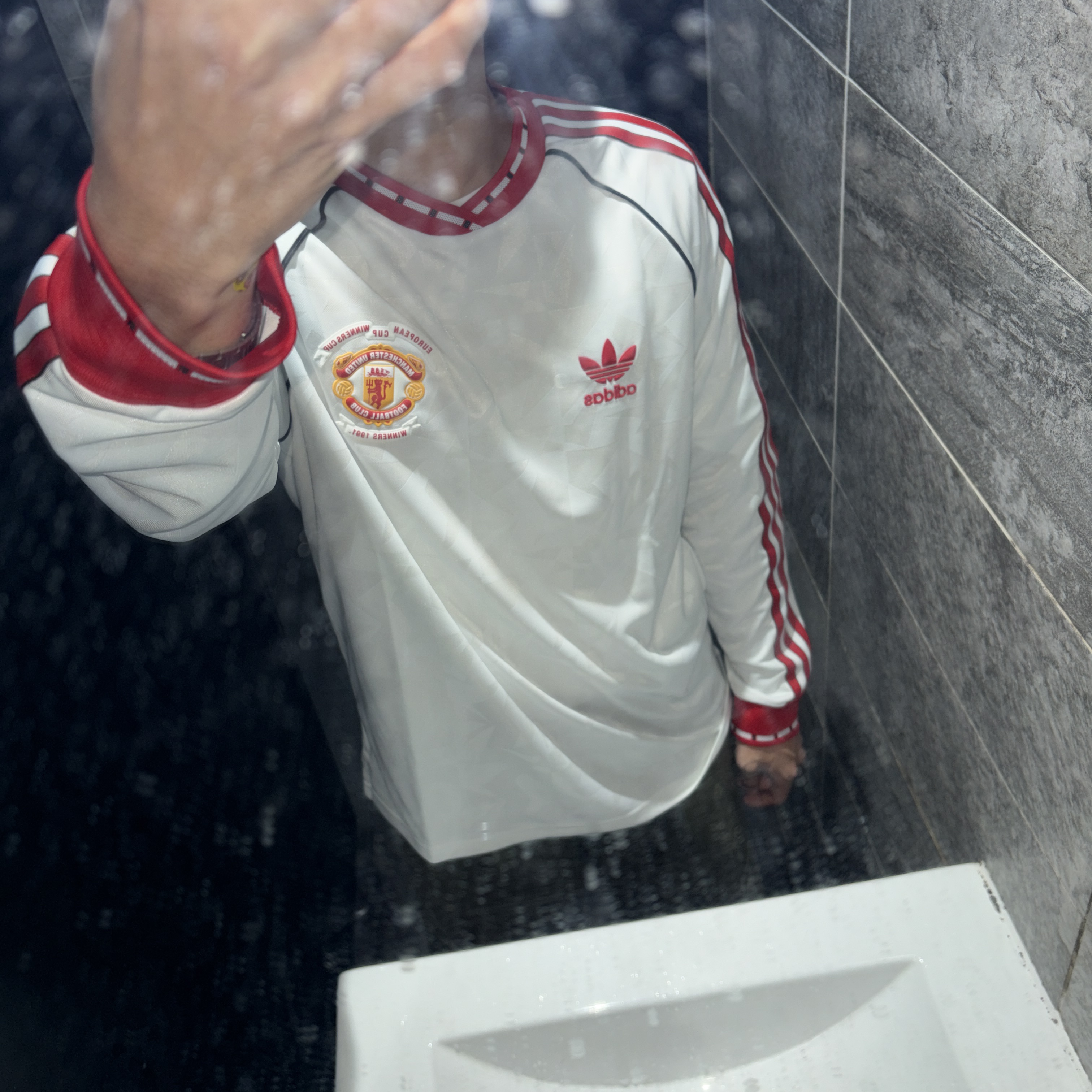 Adidas Manchester United 91 Away Long Sleeve Jersey White - KR Sizing 착용 스타일 - 1