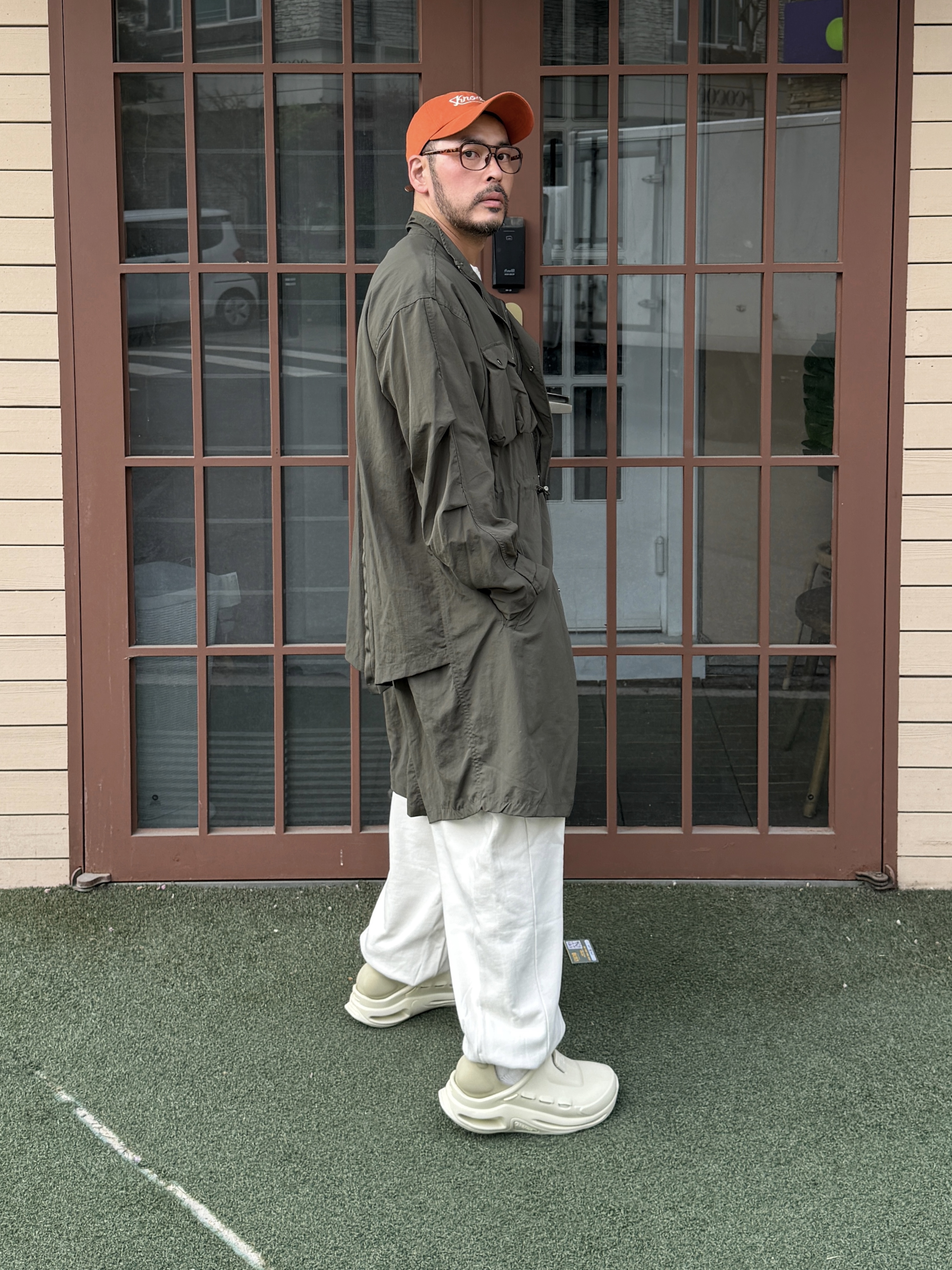 OGARP Knockin Logo B.B Cap Mustard 착용 스타일 - 7