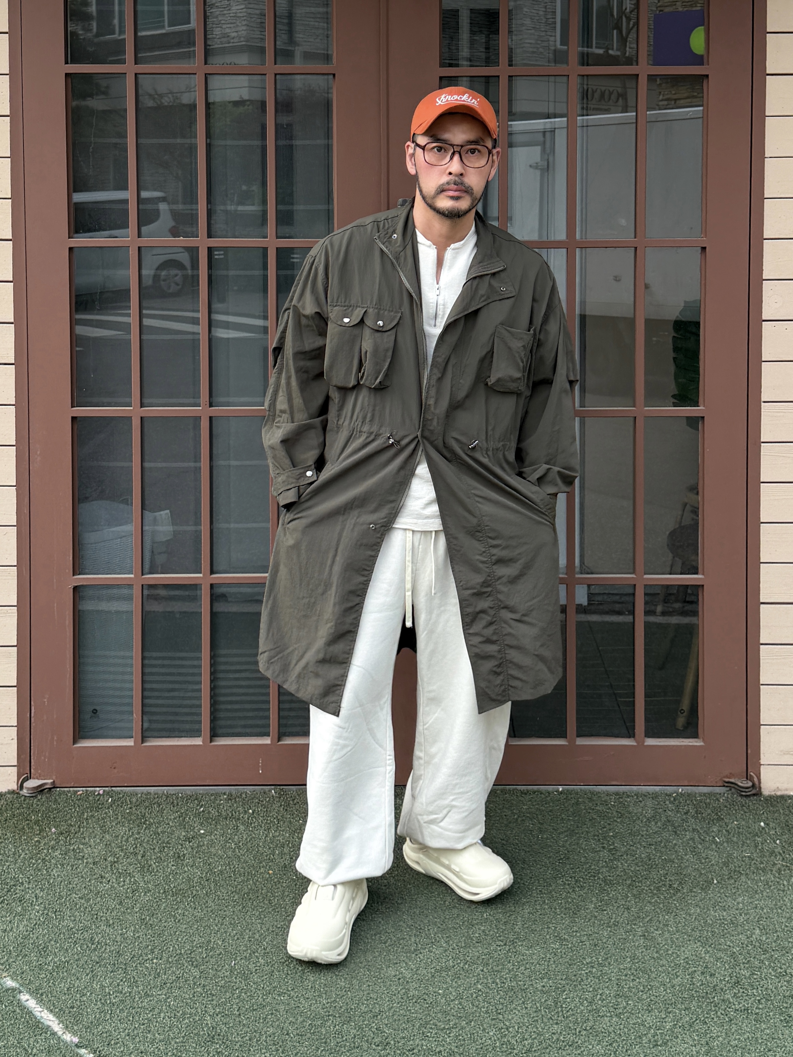 OGARP Knockin Logo B.B Cap Mustard 착용 스타일 - 2