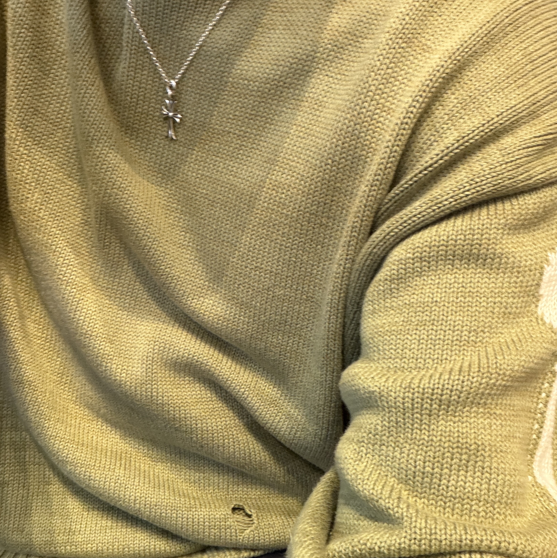 Kapital 5G Cotton Knit Bone Crewneck Sweater Khaki 착용 스타일