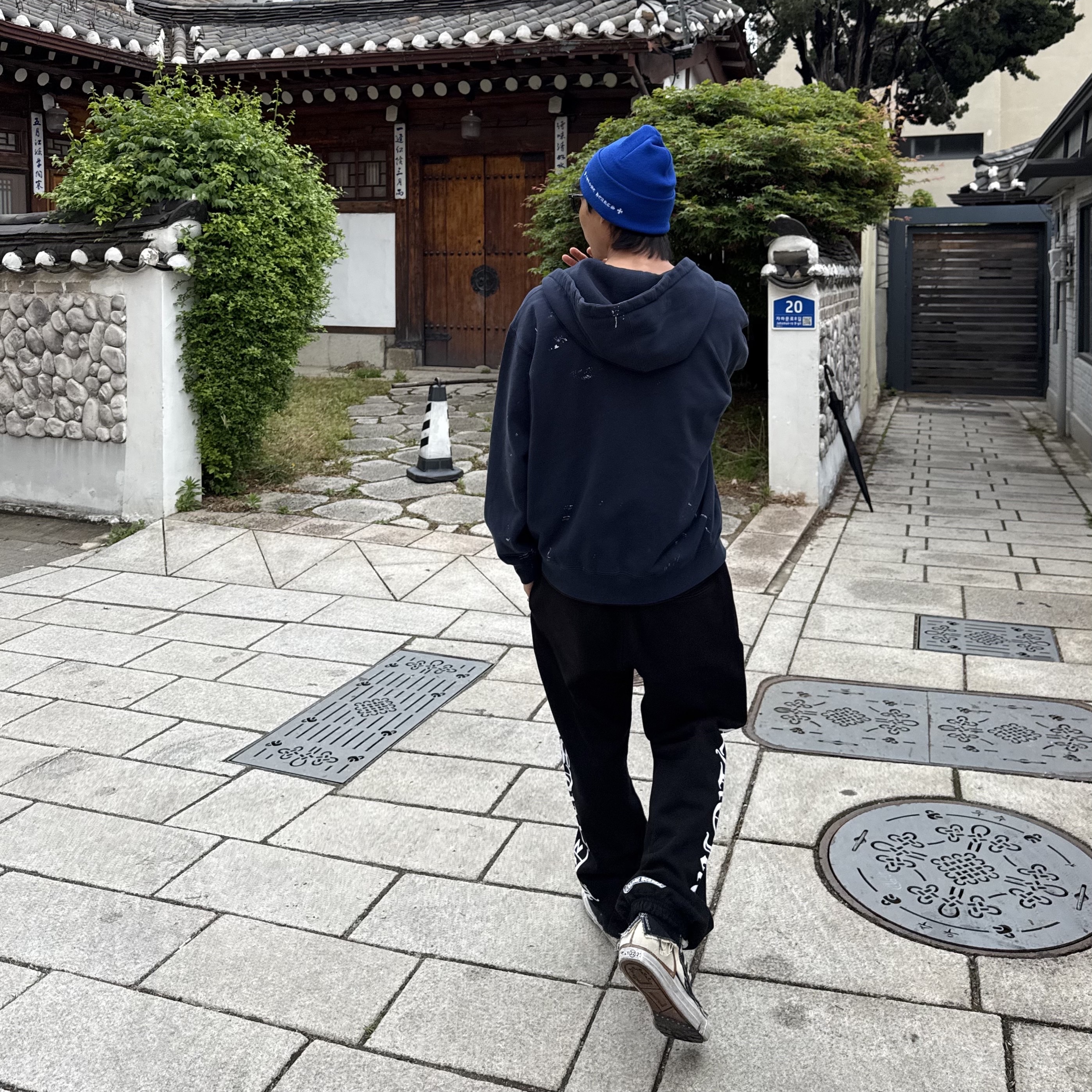 Supreme x MM6 Maison Margiela Box Logo Zip Up Hooded Sweatshirt Navy - 26SS 착용 스타일 - 4