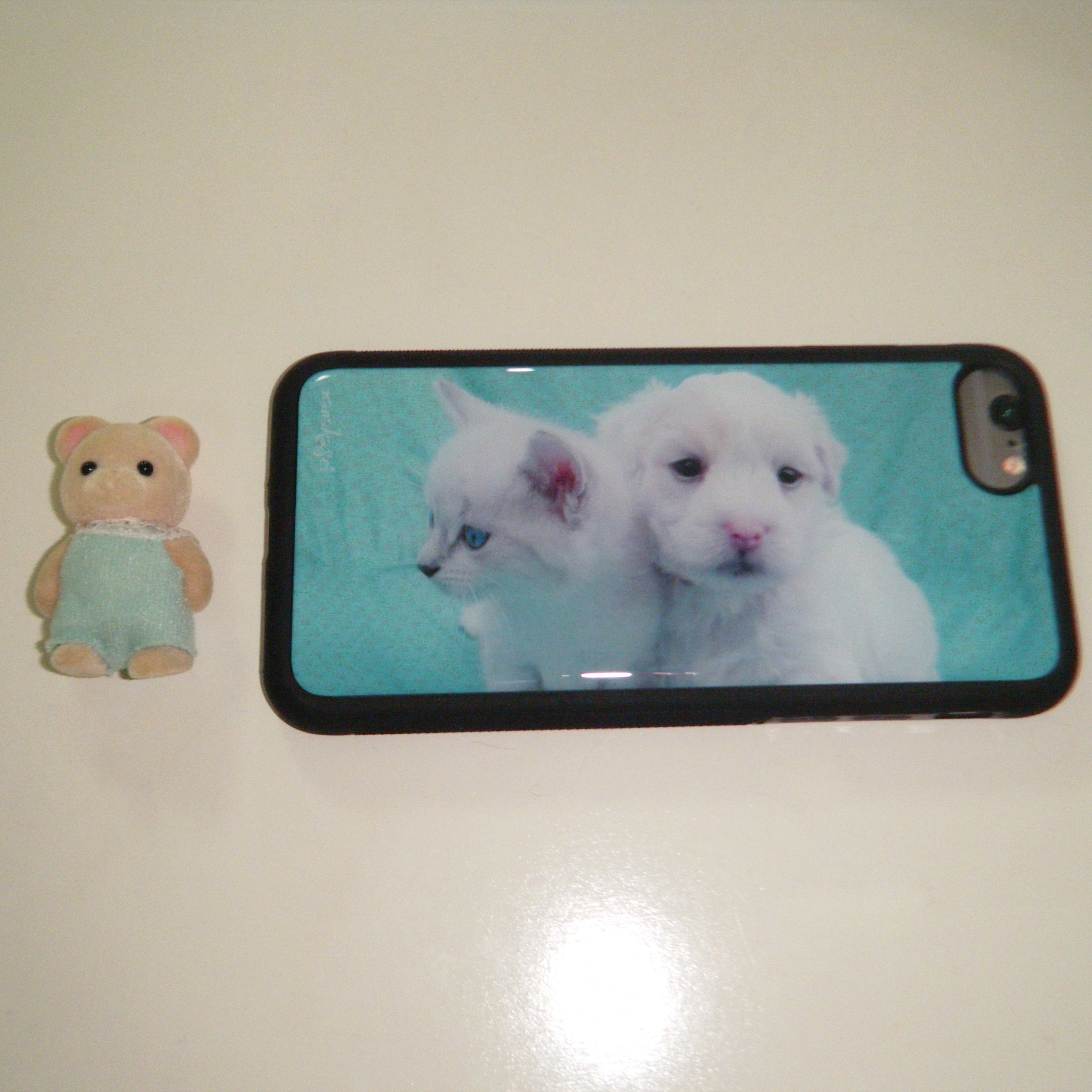 NANAKASEI kitten & puppy epoxy bumper case, NANAKASEI four bunnies epoxy bumper case 착용 스타일 - 1
