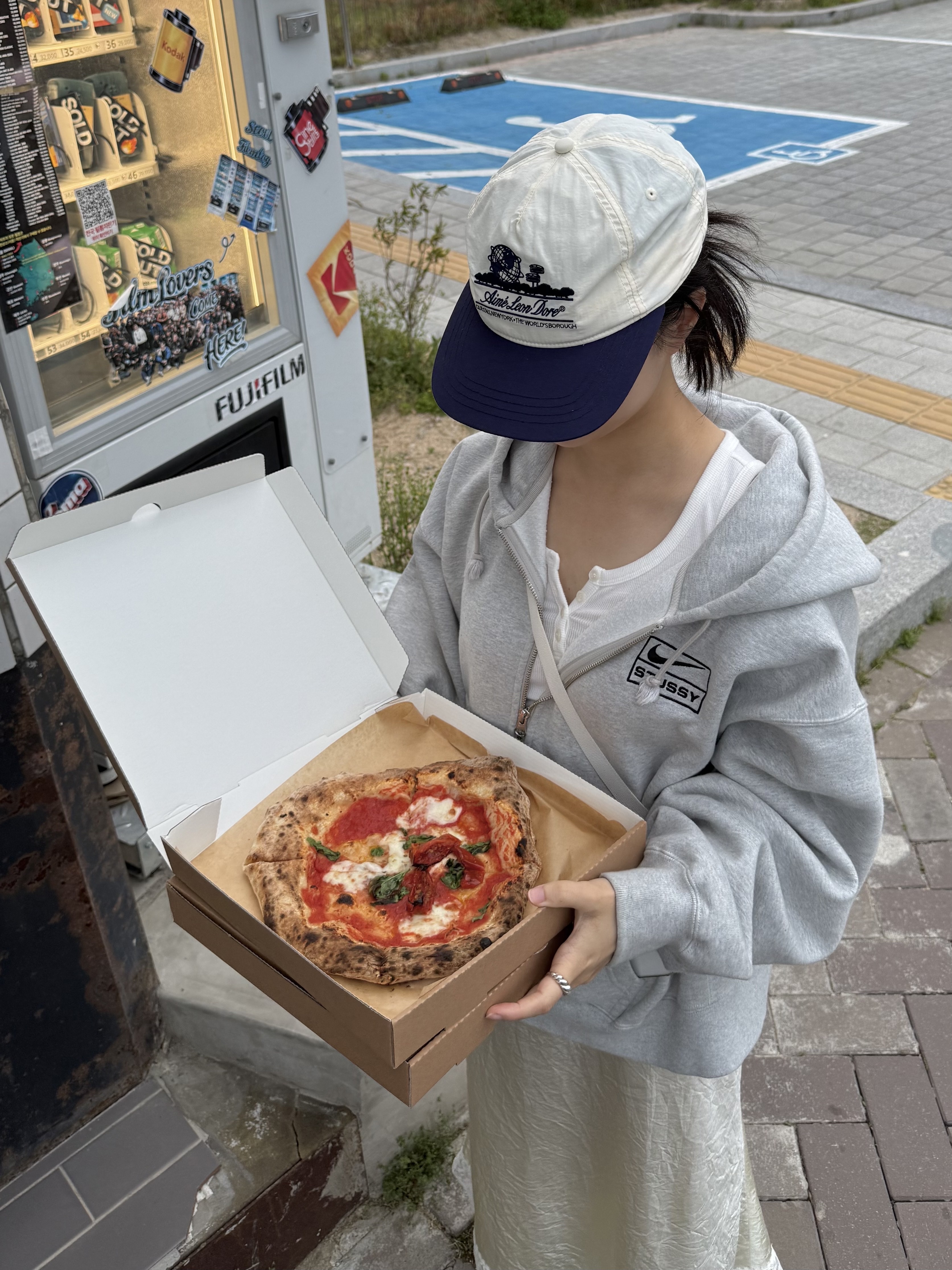 Aime Leon Dore Nylon Unisphere Hat Pristine Multicolor, Nike x Stussy Full Zip Fleece Hoodie Grey Heather (FJ9181-050) 착용 스타일