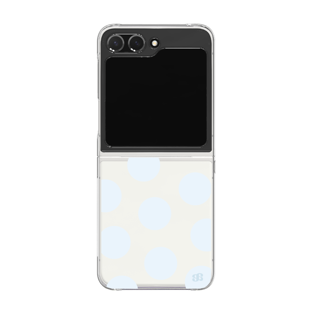 어프어프 폼폼도트 베이비블루 Z플립 클리어하드 케이스(earpearp Pompom Dot Baby Blue Z Flip Clear Hard Case) - 1