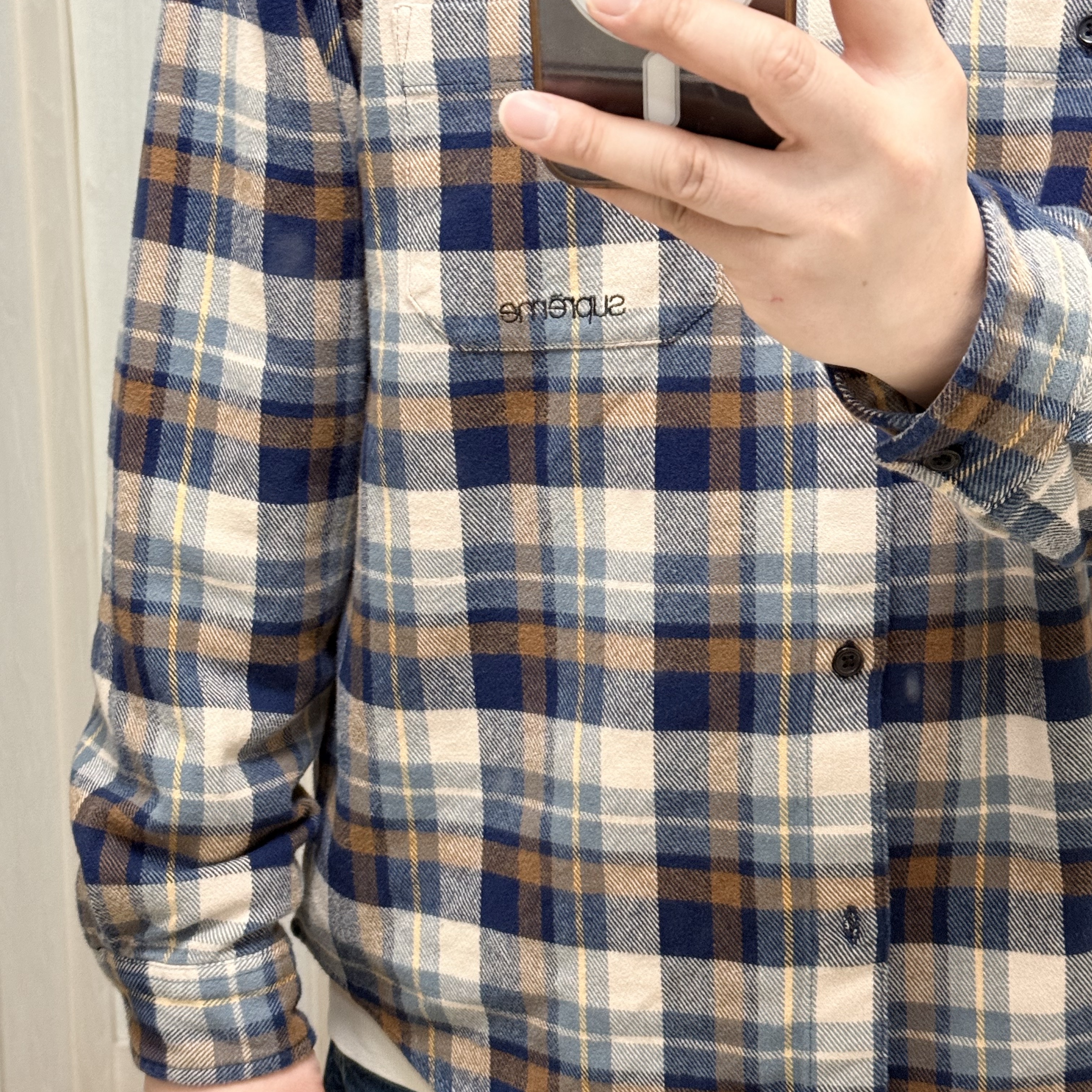 Supreme Hooded Flannel Shirt Brown - 26SS 착용 스타일 - 2