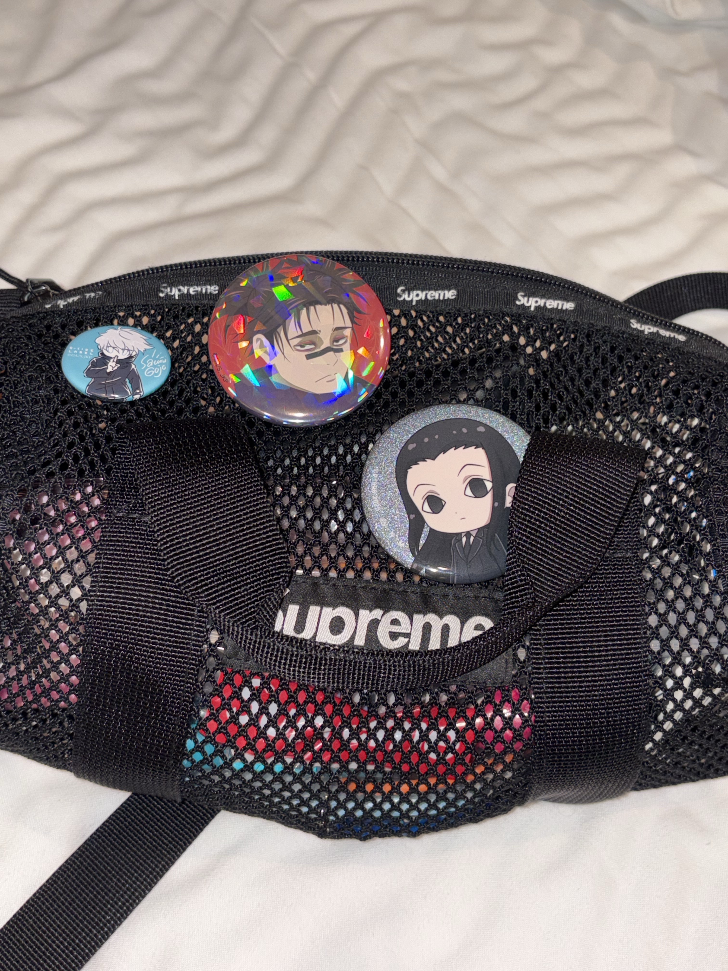 Supreme Mesh Mini Duffle Bag Black - 25SS 착용 스타일