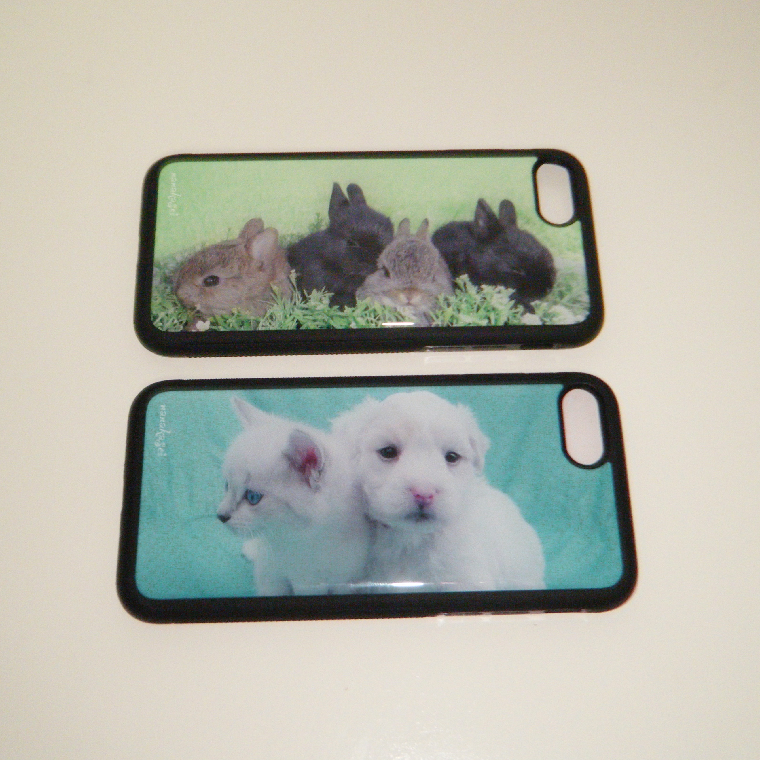 NANAKASEI kitten & puppy epoxy bumper case, NANAKASEI four bunnies epoxy bumper case 착용 스타일 - 3