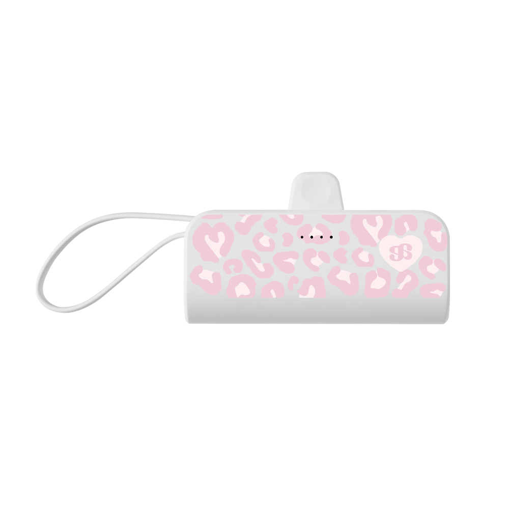 E2603_0070 earpearp Baby Leopard Pink Docking Power Bank 5000mAh - White