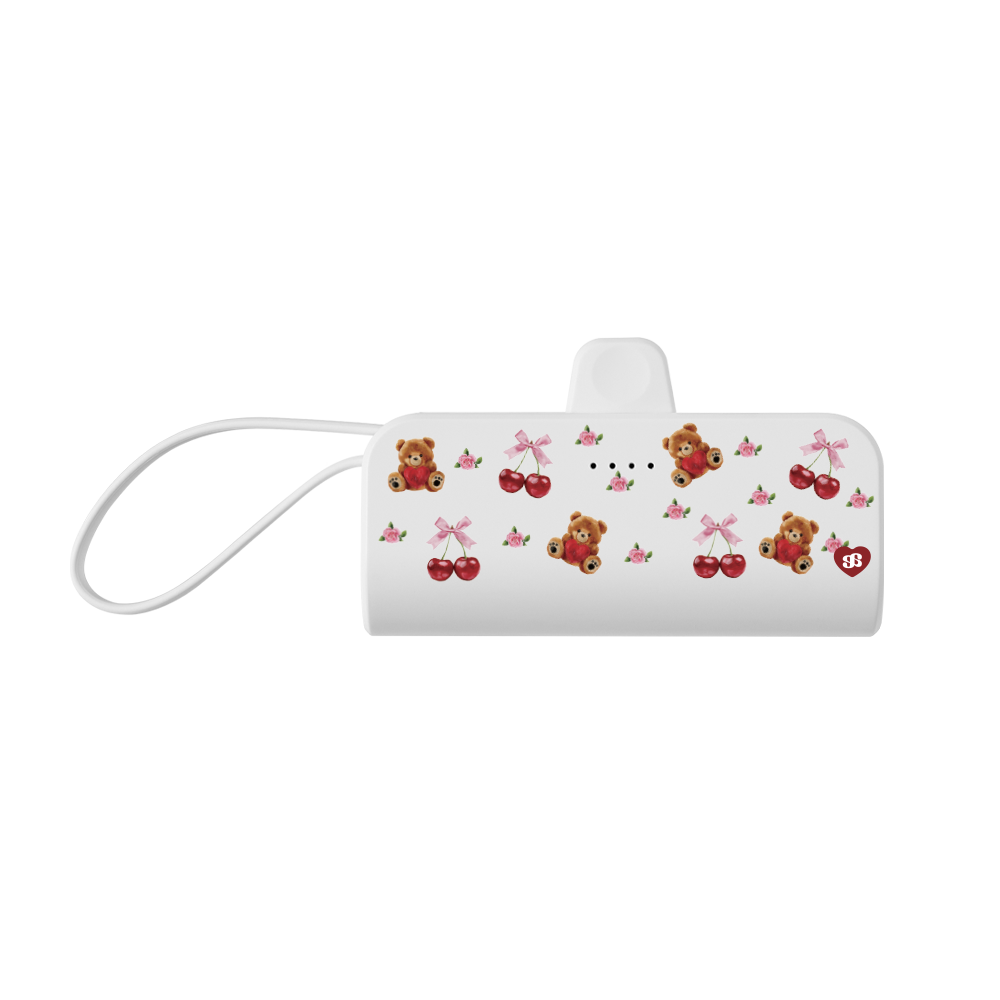 어프어프 테디체리 도킹형 보조배터리 5000mAh 화이트(earpearp Teddy Cherry Docking Power Bank 5000mAh - White) - 1