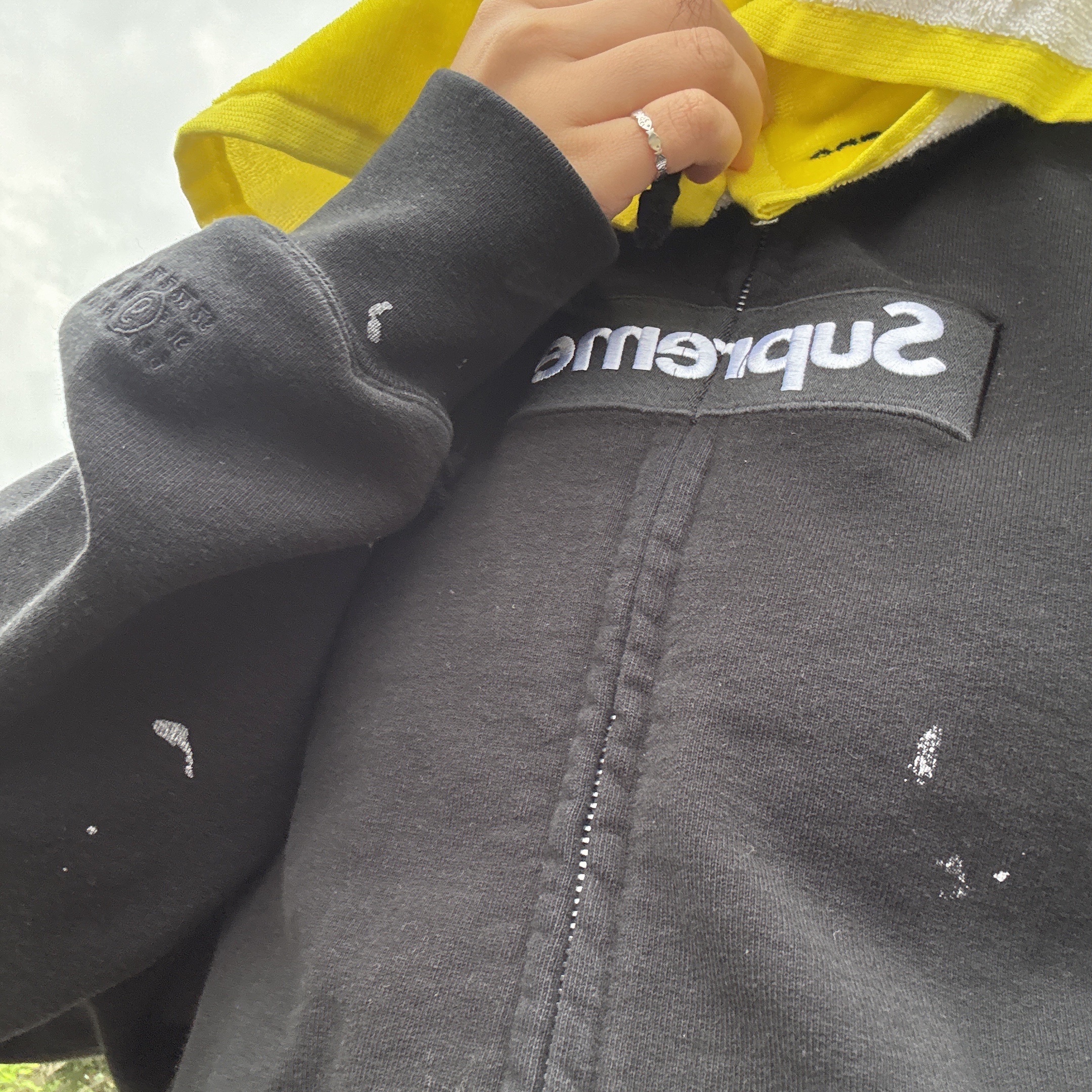 Supreme x MM6 Maison Margiela Box Logo Zip Up Hooded Sweatshirt Black - 26SS 착용 스타일 - 2