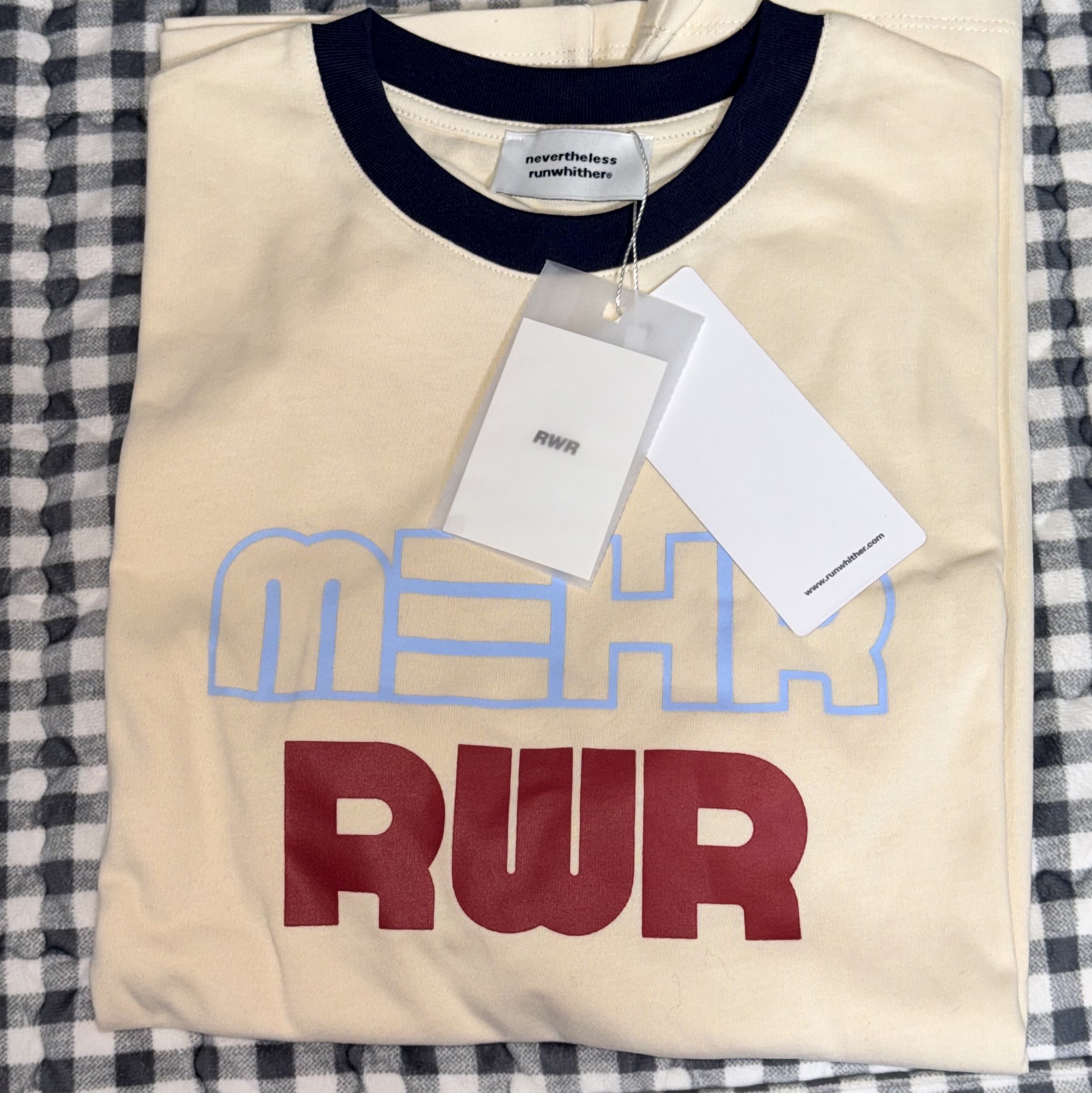 [KREAM 단독] runwhither Half Tights Black, [KREAM 단독] RWR x MEHR Ringer T-Shirt Cream 착용 스타일 - 3