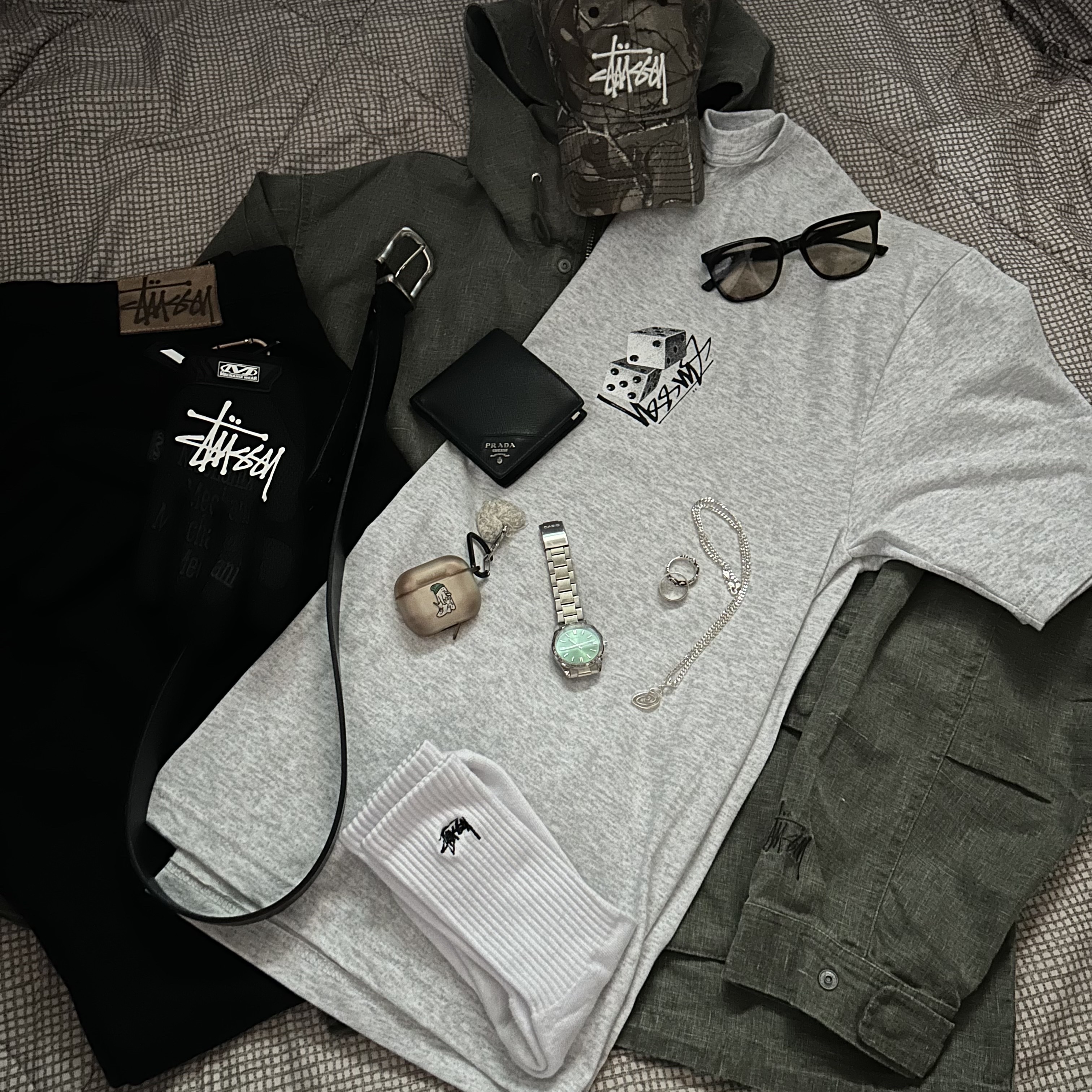 Stussy Basic New Era 9Twenty Basic Strapback Real Tree Edge, Stussy Waxed Linen Short Parka Olive 착용 스타일 - 1