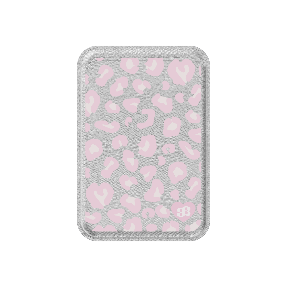 어프어프 베이비레오파드 핑크 맥세이프 호환 레더 카드지갑 실버(earpearp Baby Leopard Pink Magnetic Leather Card Wallet - Silver)