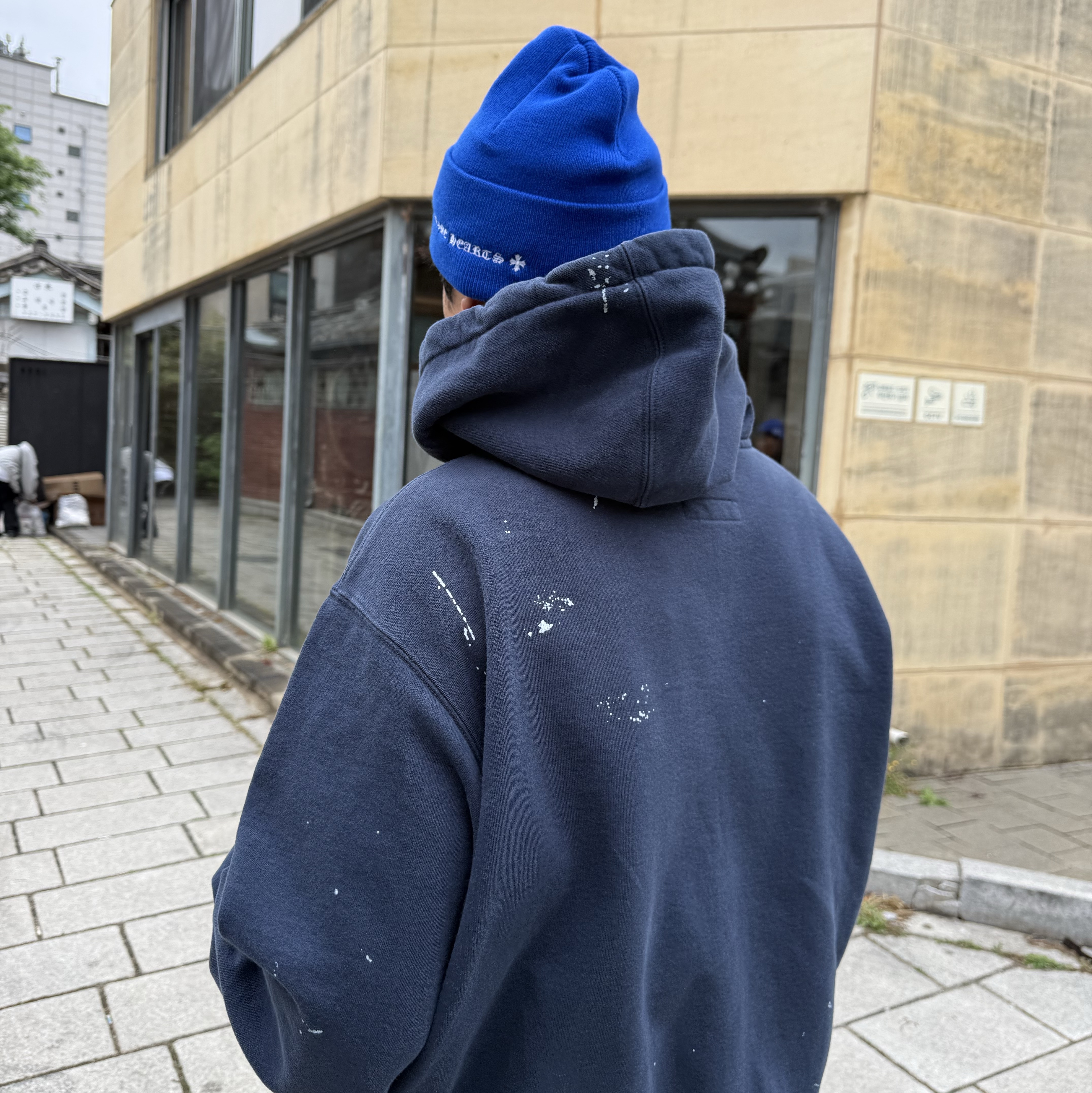 Supreme x MM6 Maison Margiela Box Logo Zip Up Hooded Sweatshirt Navy - 26SS 착용 스타일 - 2