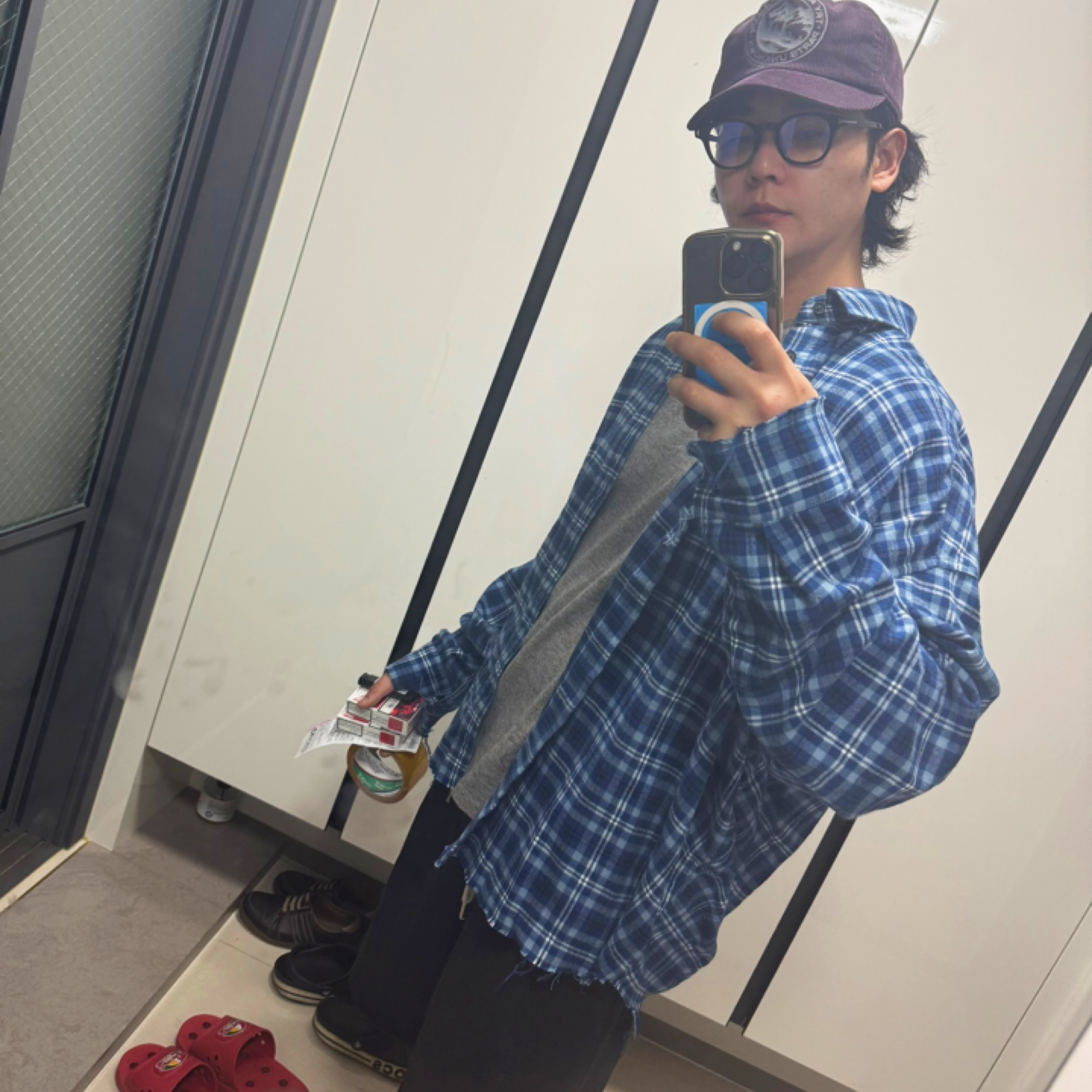 Nike Mind 001 Black Chrome, Nonnod Flexible String Check Shirts Classic Blue 착용 스타일