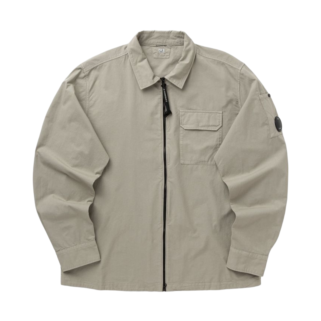 20CMOS705A110143G904 C.P. Company Organic Gabardine Zipped Lens Overshirt Dove Grey - 26SS