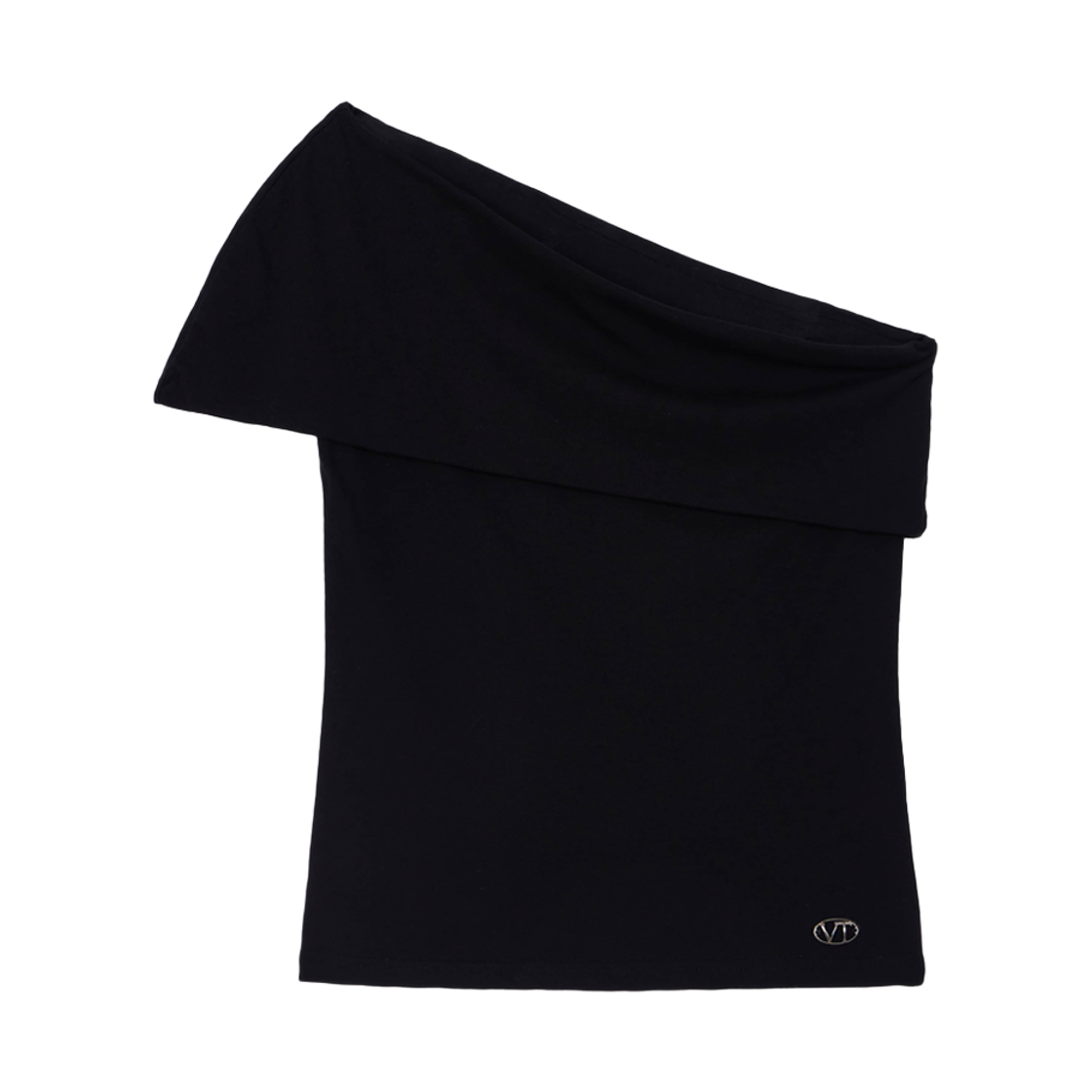 분트 애시메트릭 드레이프 슬림 탑 블랙(VOONT Asymmetric Drape Slim Top Black) - 1