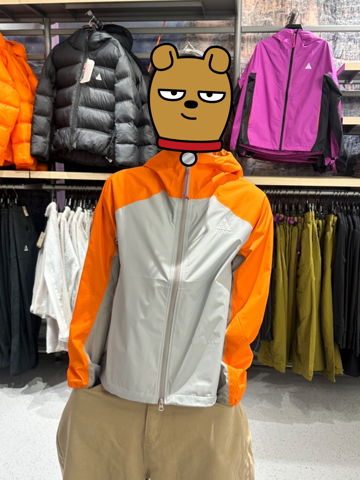 (W) Nike ACG Phantazma Storm-Fit ADV Jacket Safety Orange Grey Fog - Asia 착용 스타일