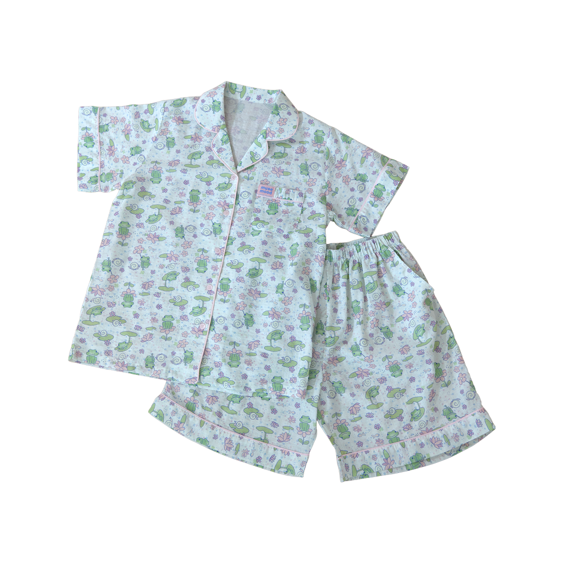 뮤즈무드 프로그 폰드 썸머 파자마 파이핑 레이온 코튼 잠옷(Musemood Frog Pond Summer Pajama)