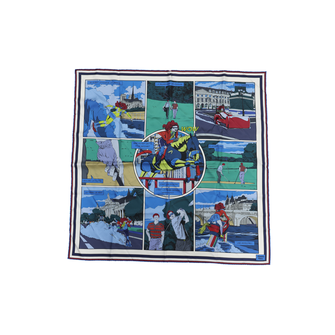 에르메스 H903463S 와우 더블 페이스 까레 스카프 실크 블루(Hermes H903463S Wow Double-Faced Carre Silk Scarf Blue) - 1
