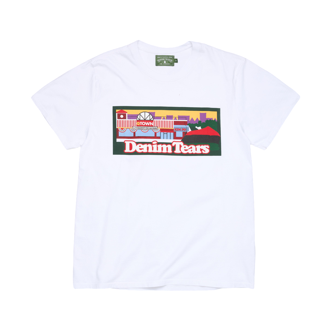 데님 티어스 리버티 락 스카이라인 티셔츠 화이트(Denim Tears Liberty Rock Skyline T-Shirt White)