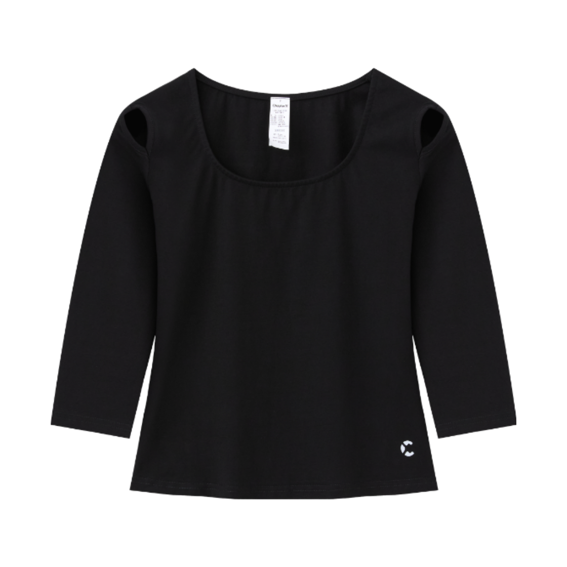 C2105BKF Chapter.X Piloga Square-Neck Shoulder Cut Out Sleeve Top Black