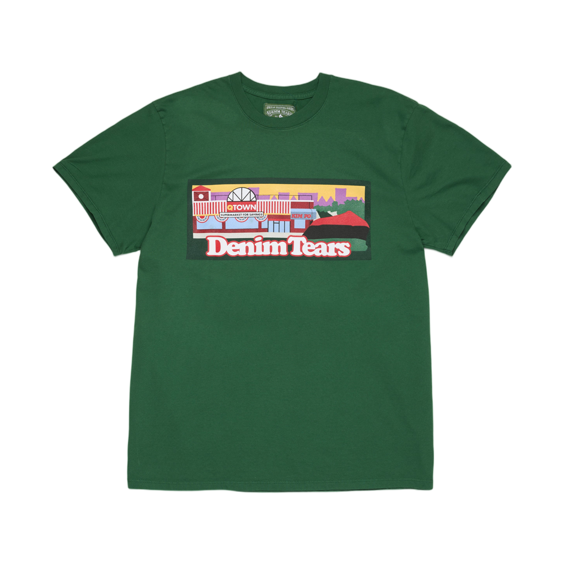데님 티어스 리버티 락 스카이라인 티셔츠 그린(Denim Tears Liberty Rock Skyline T-Shirt Green)