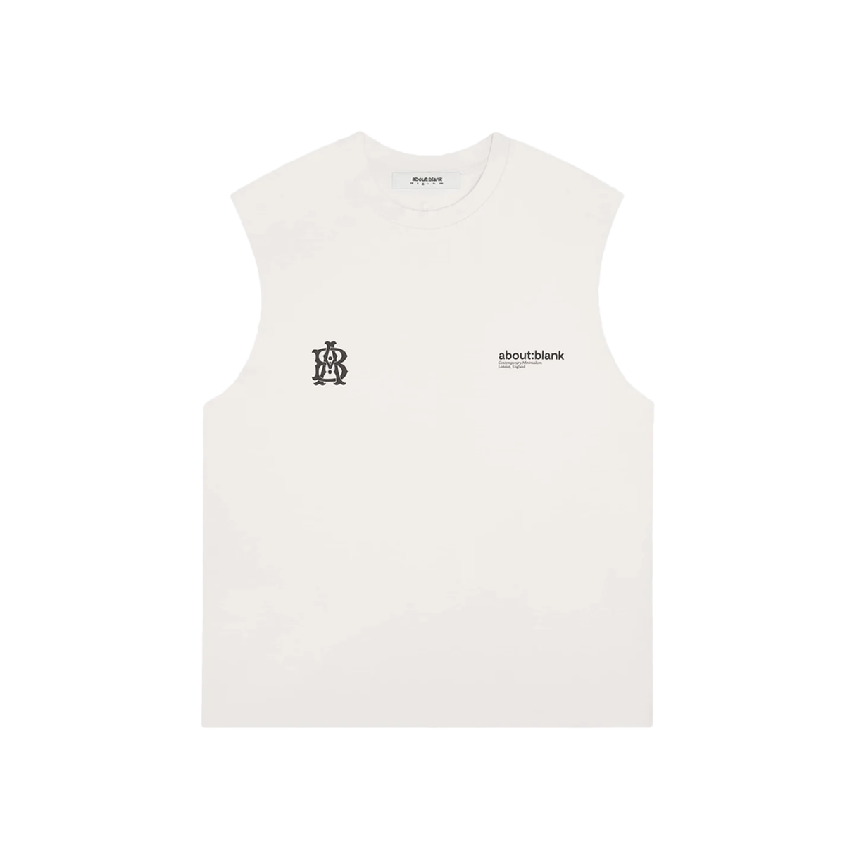 [KREAM 단독] 어바웃 블랭크 듀얼 로고 슬리브리스 티셔츠 오트 - 26FW([KREAM 단독] About:Blank Dual Logo Sleeveless T-Shirt Oat - 26FW)