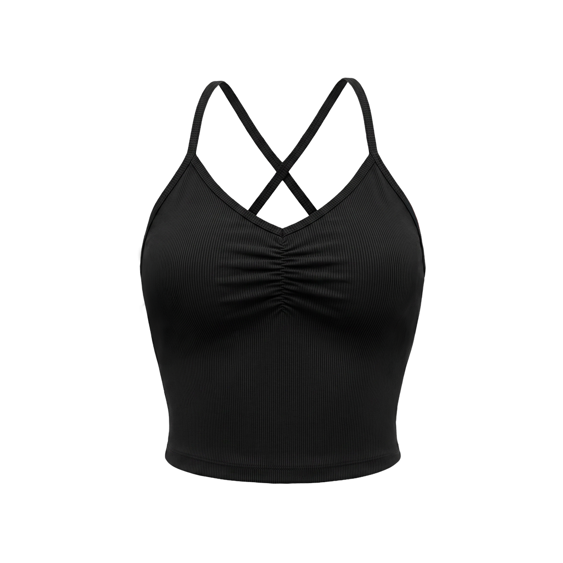 에이치덱스 소프트 스킨 셔링 브라탑 블랙(HDEX Soft Skin Shirring Bra Top Black)