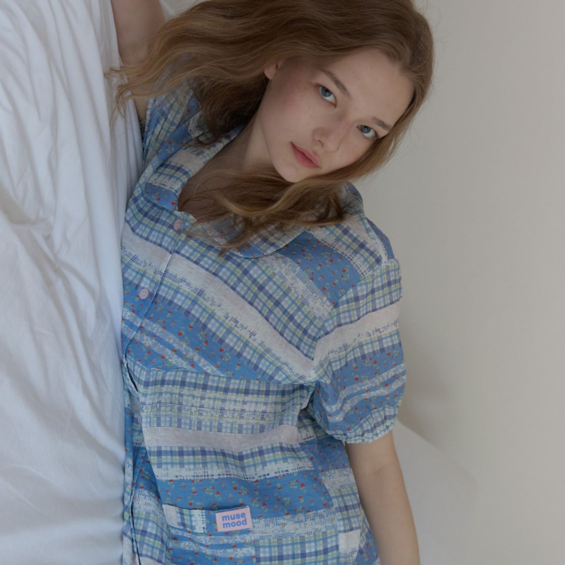 뮤즈무드 베리 레이스 파자마 소프트 조거 반팔 레이온 코튼 잠옷(Musemood Berry Lace Pajama) - 3