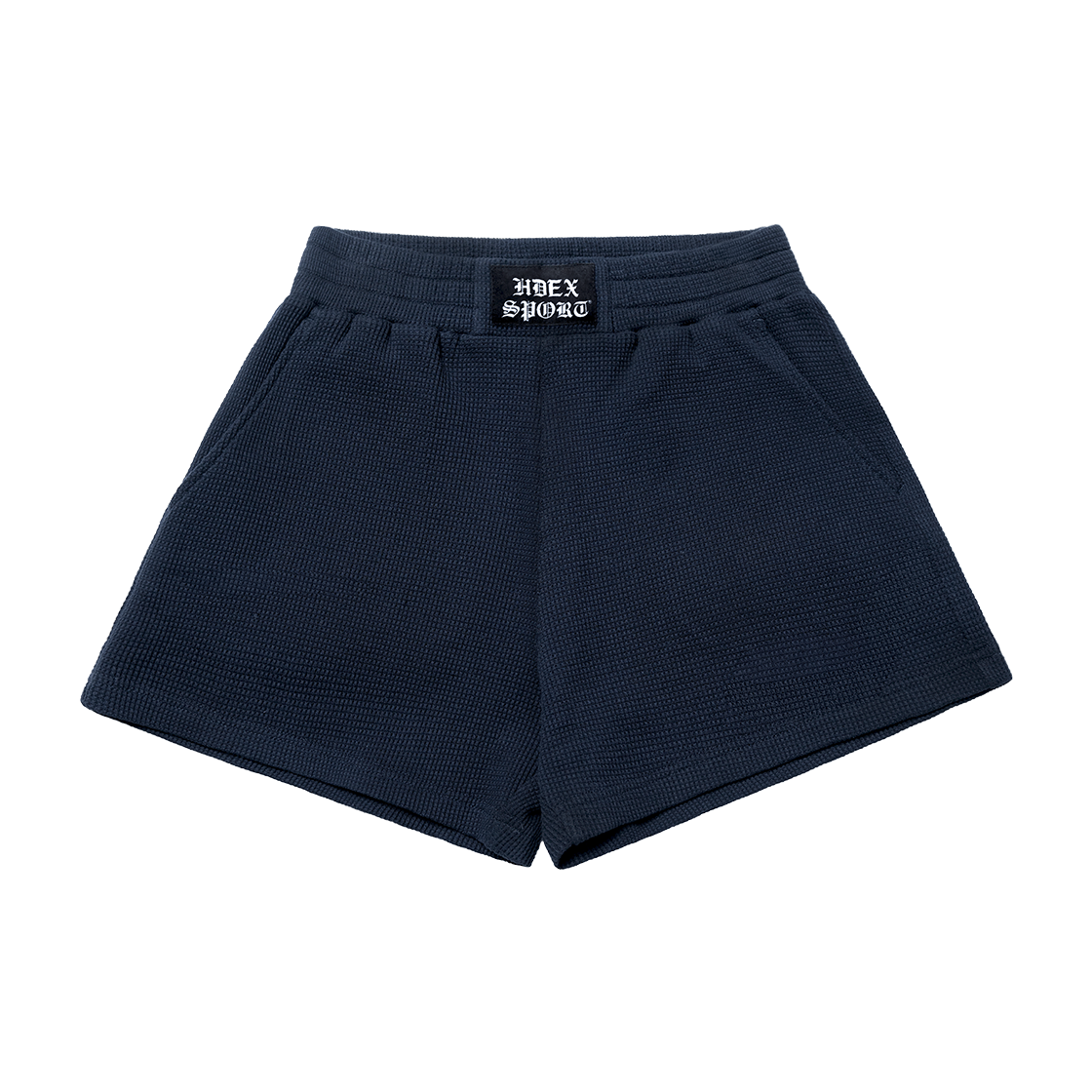 에이치덱스 원마일 라벨 와플 쇼츠 우먼 네이비(HDEX One Mile Label Waffle Shorts W Navy)