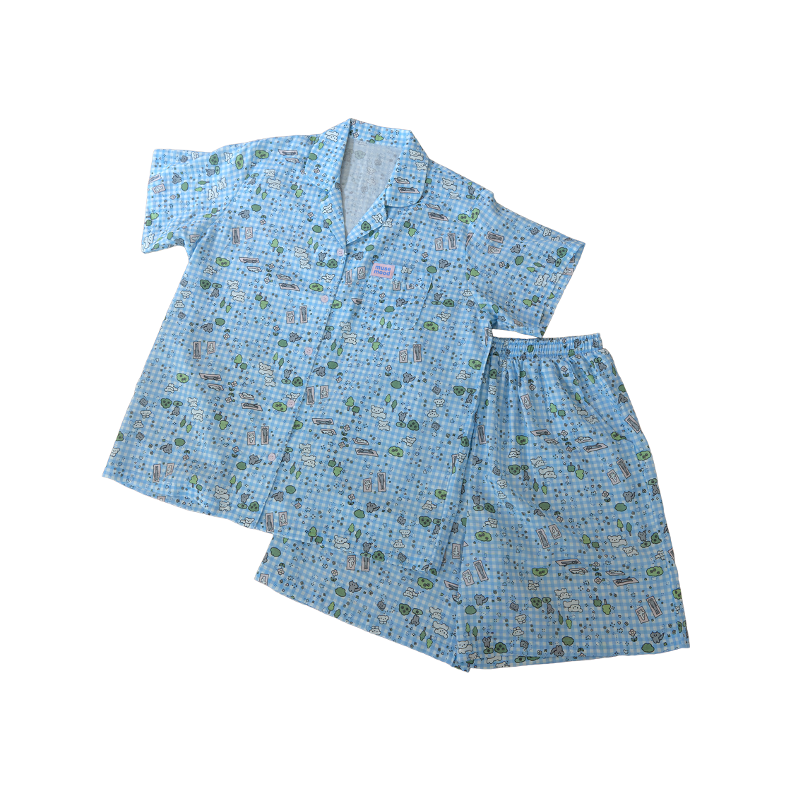 뮤즈무드 요가 도그 썸머 파자마 루즈 레이온 코튼 잠옷(Musemood Yoga Dog Summer Pajama)