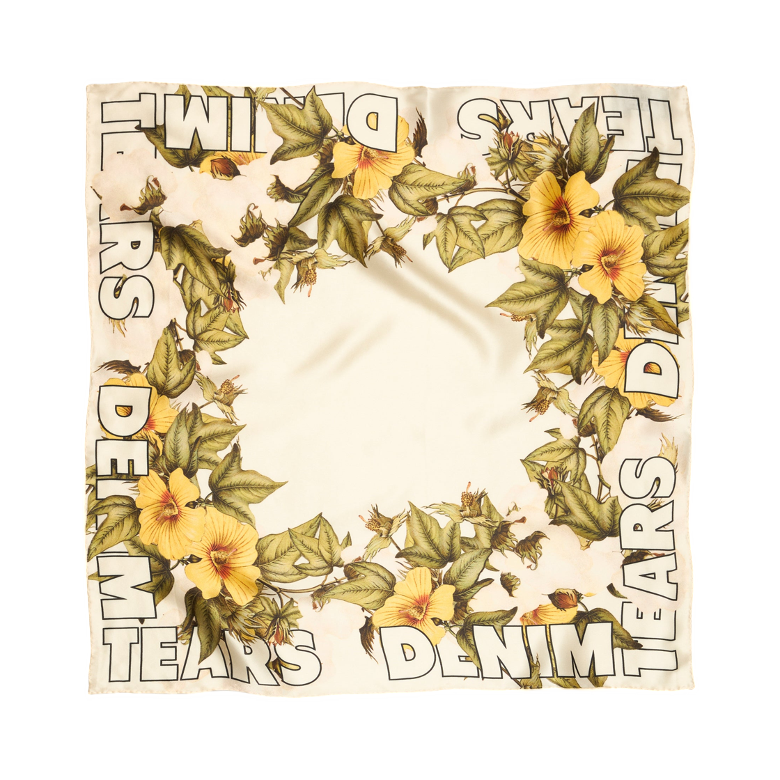 데님 티어스 플로럴 실크 반다나 크림(Denim Tears Floral Silk Bandana Cream)