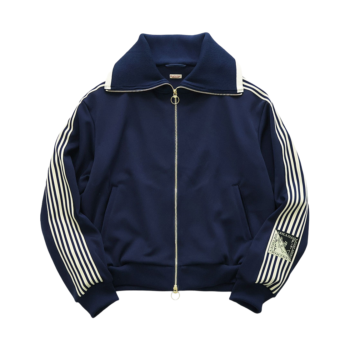 캐피탈 스무스 저지 세일러 트랙 자켓 배너 스트라이프 네이비(Kapital Smooth Jersey Sailor Track Jacket Banner Stripe Navy)