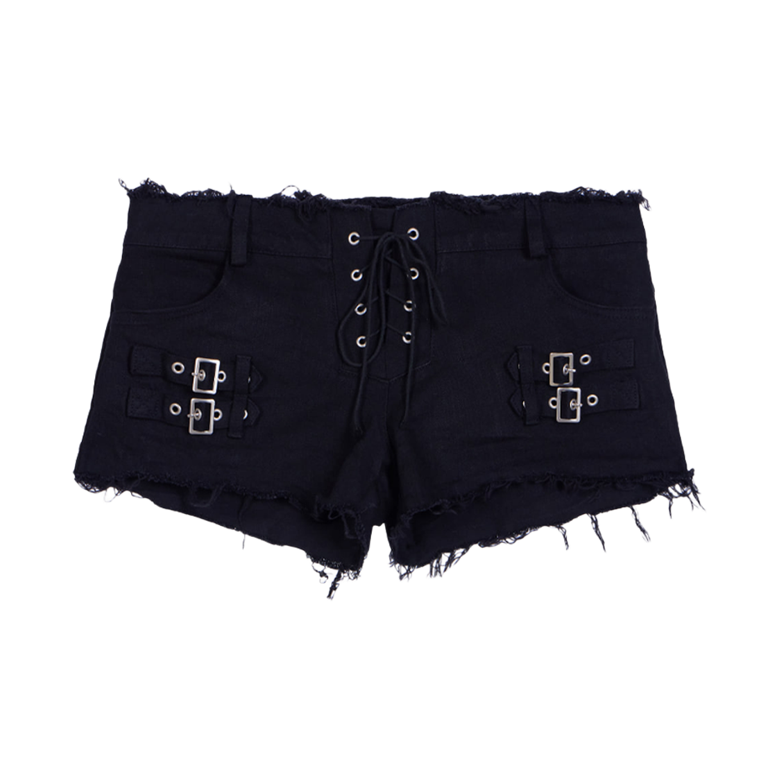 분트 아일렛 버클 마이크로 쇼츠 블랙(VOONT Eyelet Buckle Micro Shorts (BLACK))