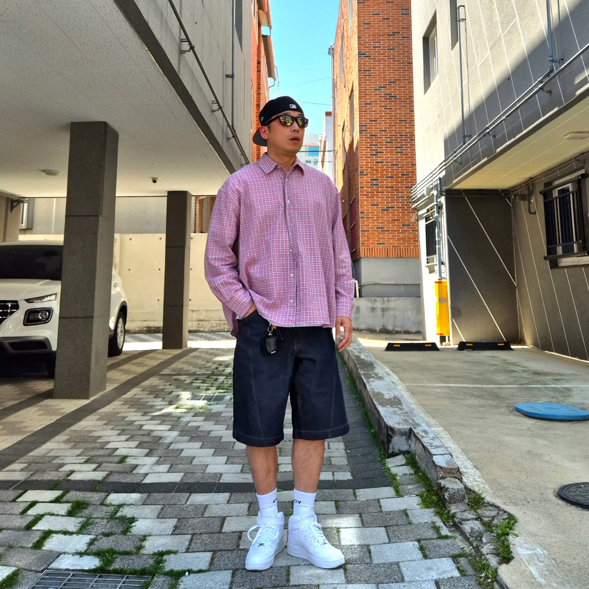 Nike x Supreme Air Force 1 Mid White, New Era MLB New York Yankees Basic 59Fifty Fitted Cap Black White 착용 스타일 - 3